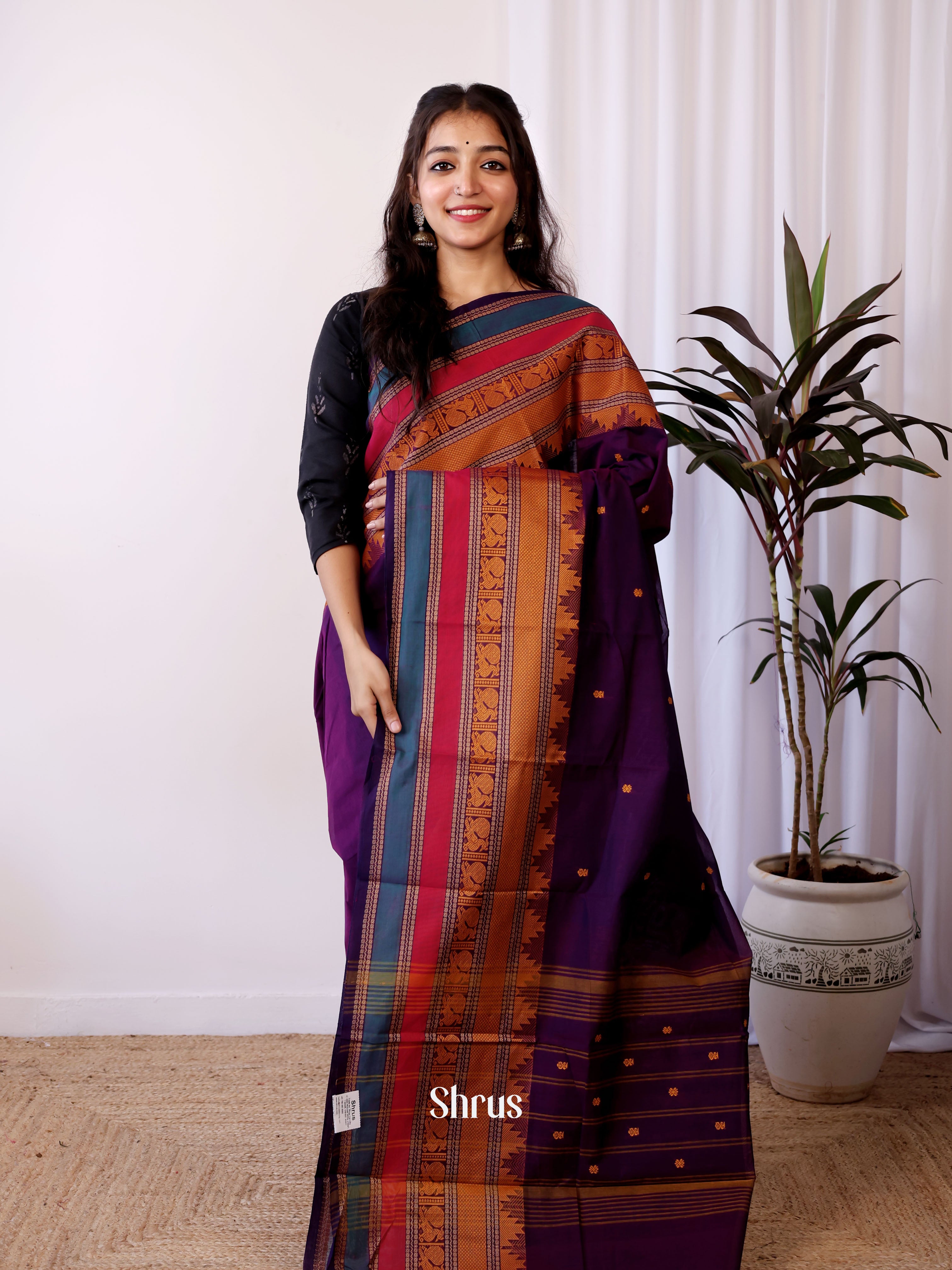 Violet - Chettinad Cotton Saree - Shop on Shrus.com