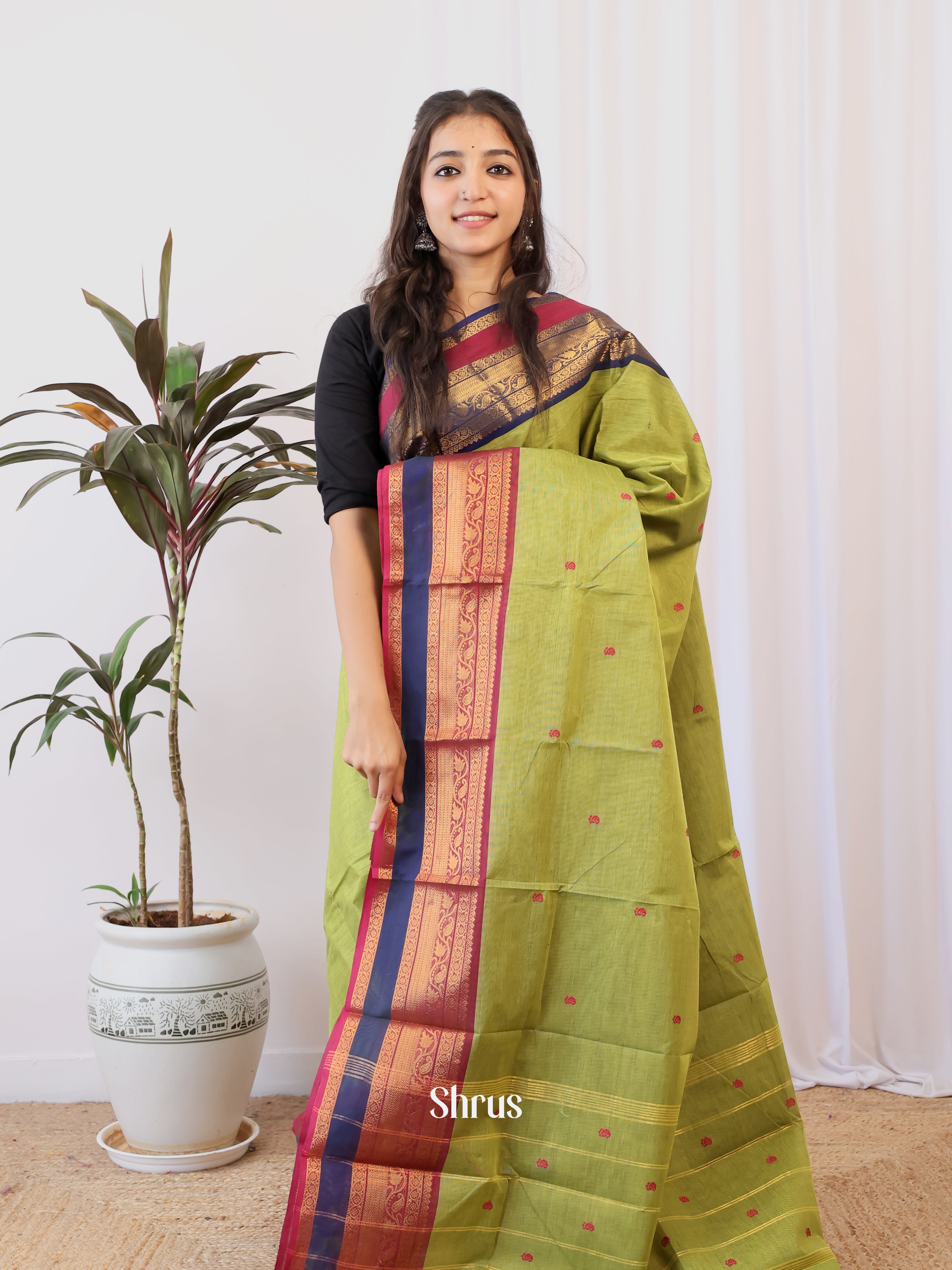 Green & Purple- Chettinad Cotton Saree - Shop on Shrus.com