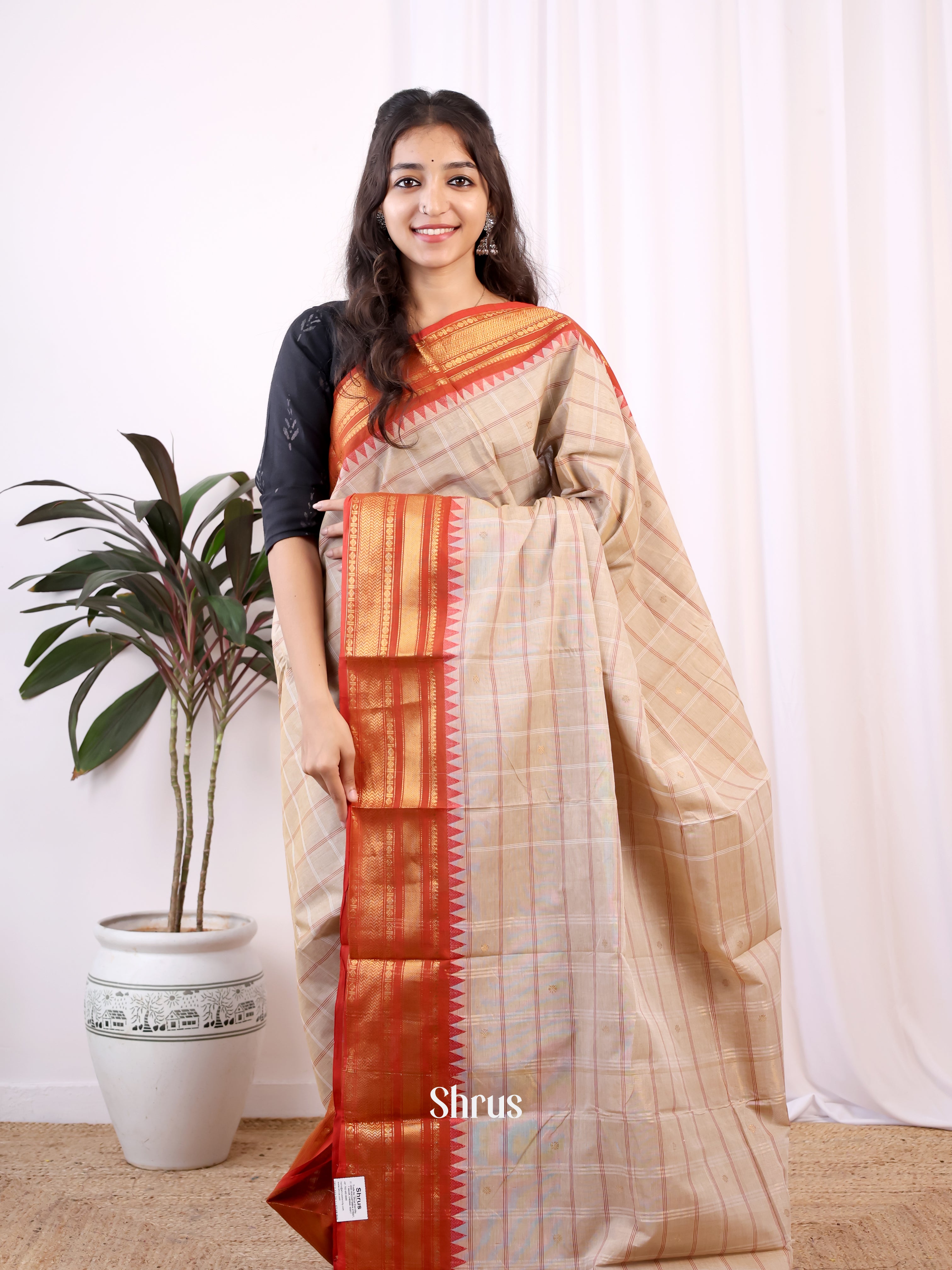 Grey & Brick - Chettinad Cotton Saree - Shop on Shrus.com