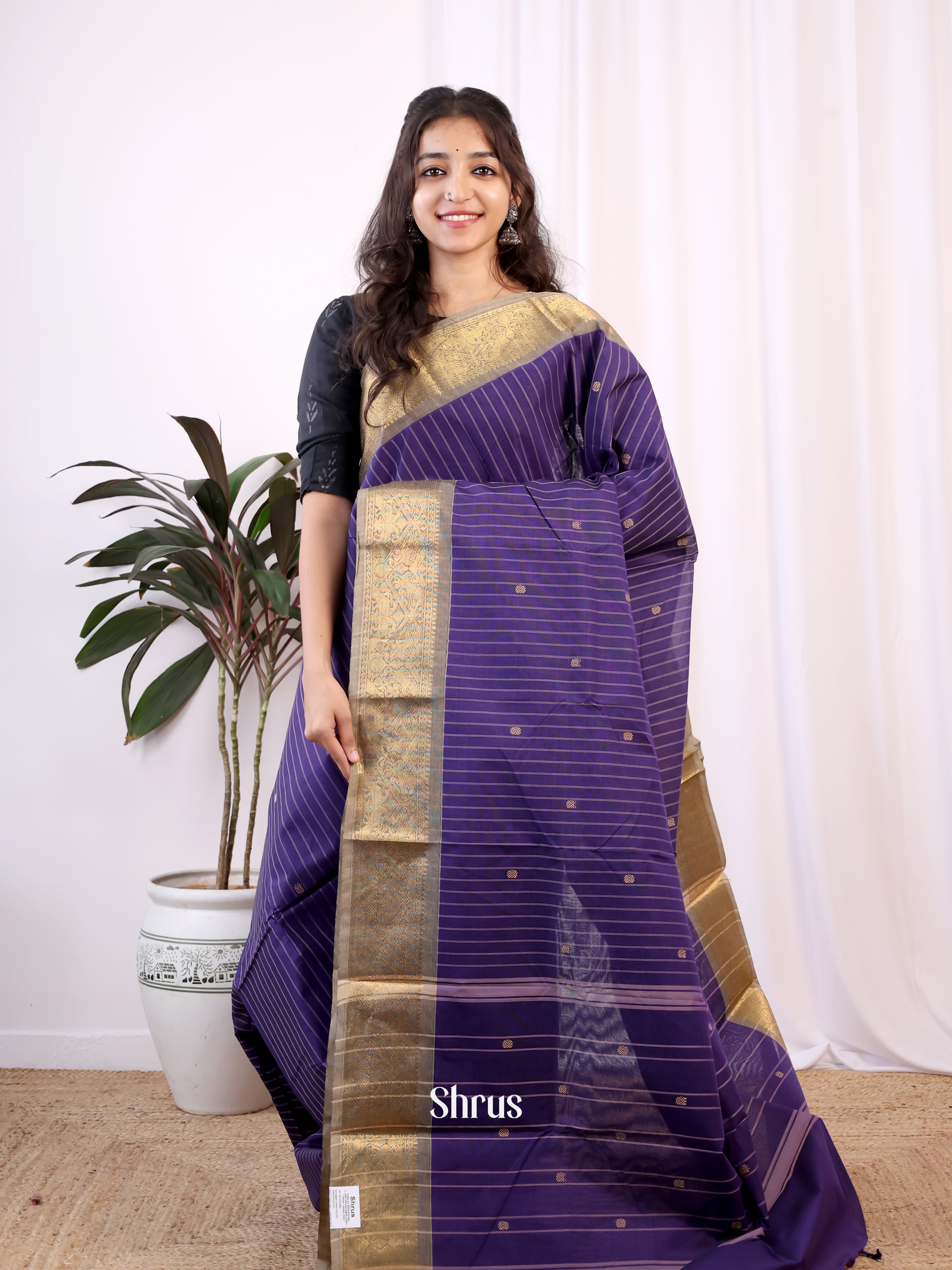 Violet & Grey - Chettinad Cotton Saree - Shop on Shrus.com