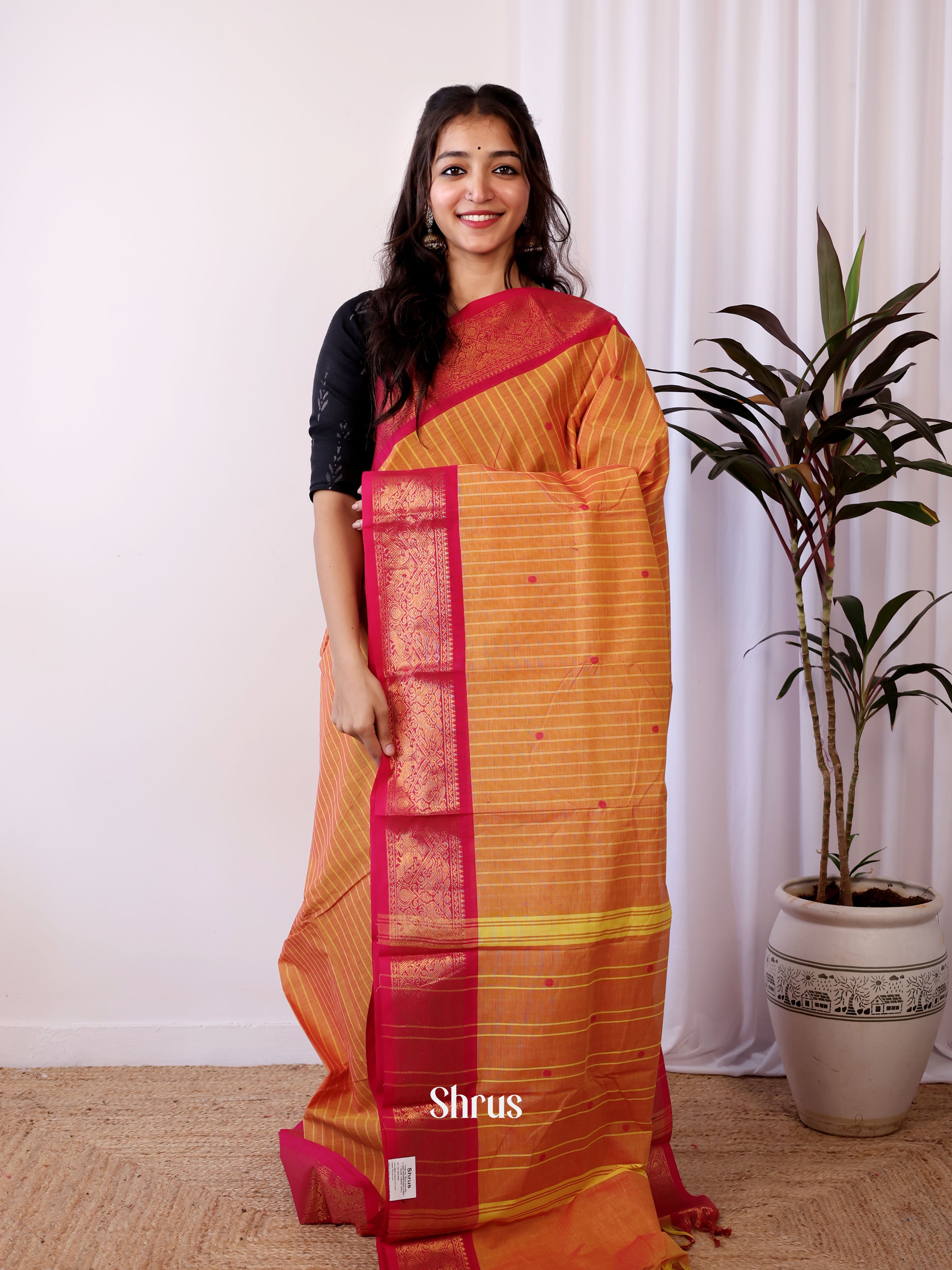 Brick & Red- Chettinad Cotton Saree - Shop on Shrus.com