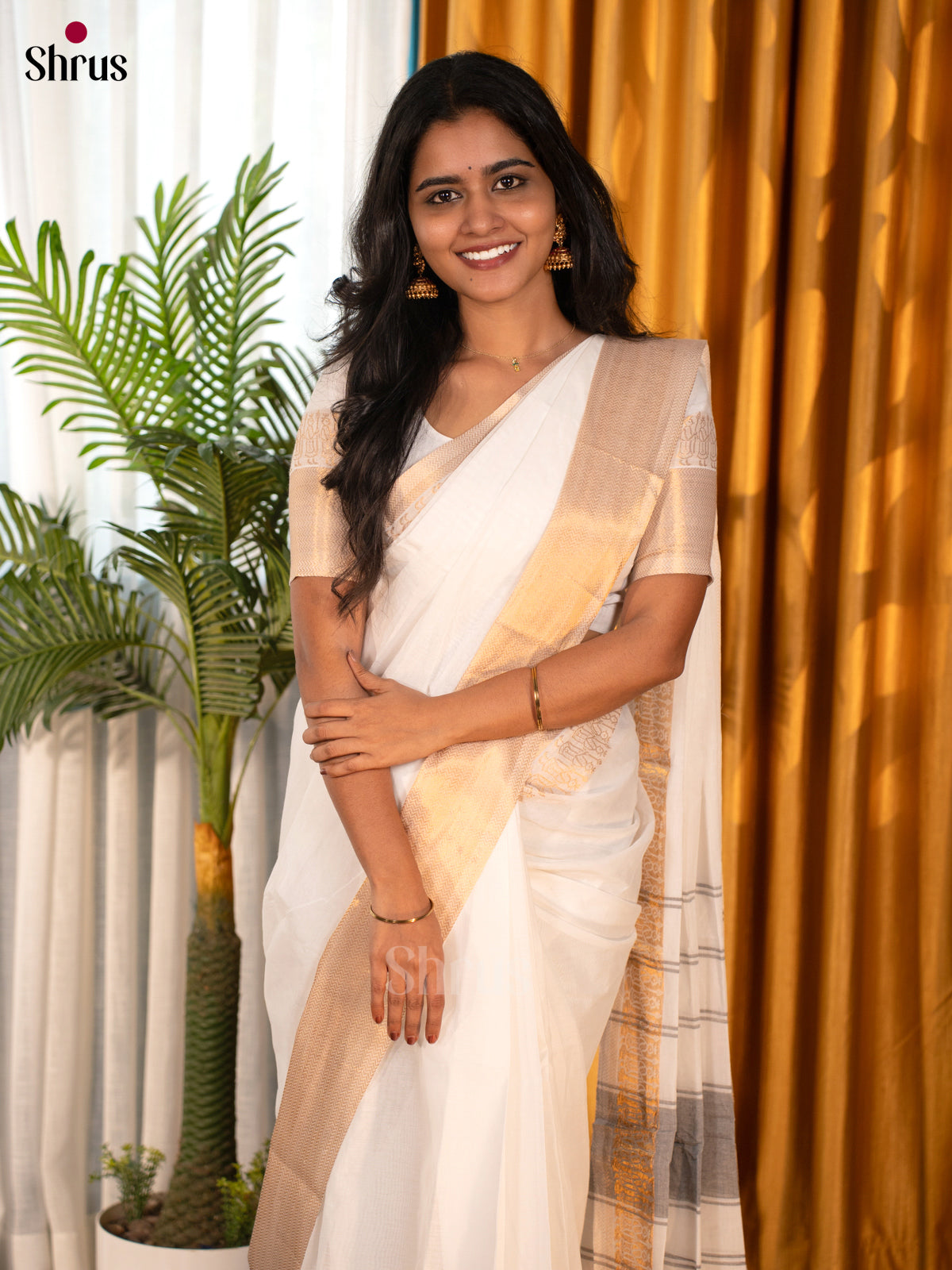 Cream - Chettinad Cotton Saree - Shop on Shrus.com