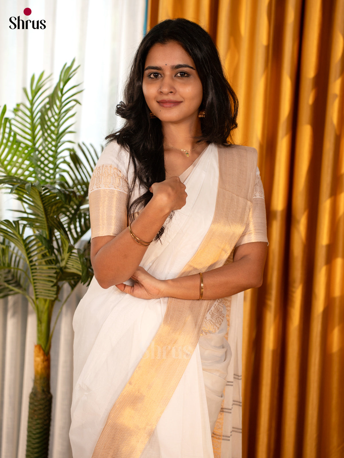 Cream - Chettinad Cotton Saree - Shop on Shrus.com