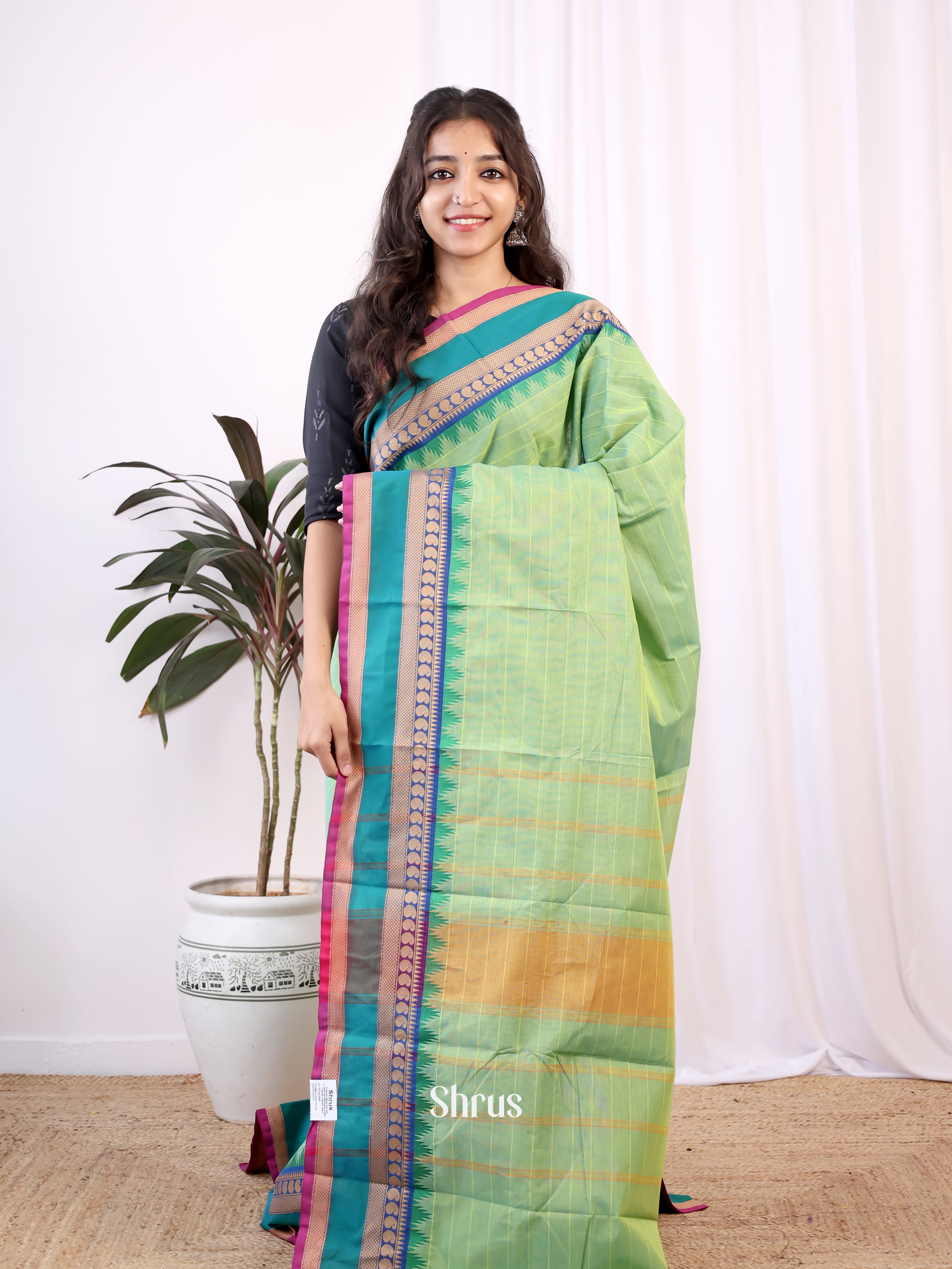 Green & Blue - Chettinad Cotton Saree - Shop on Shrus.com