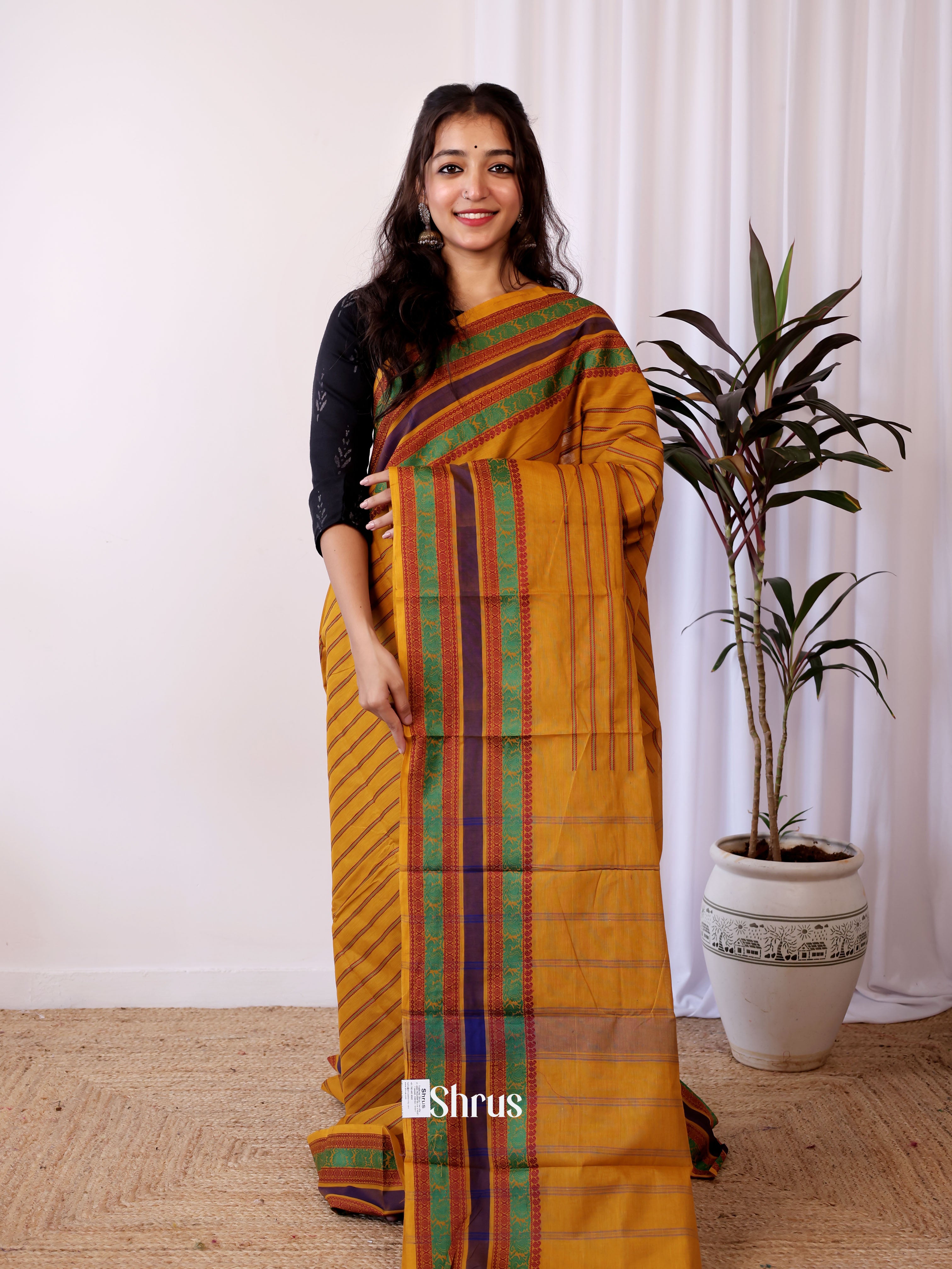 Mustard - Chettinad Cotton Saree - Shop on Shrus.com