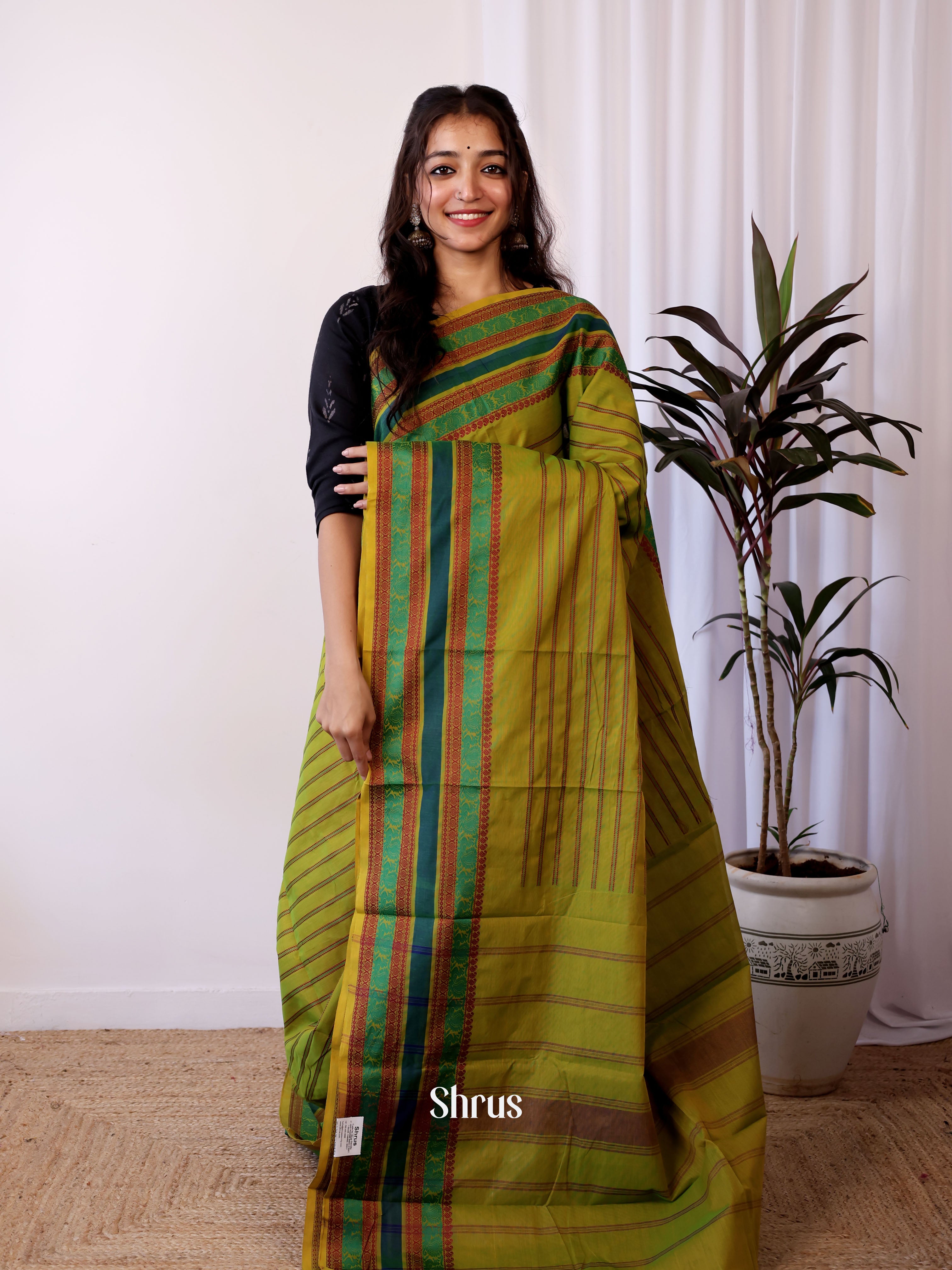 Green - Chettinad Cotton Saree - Shop on Shrus.com