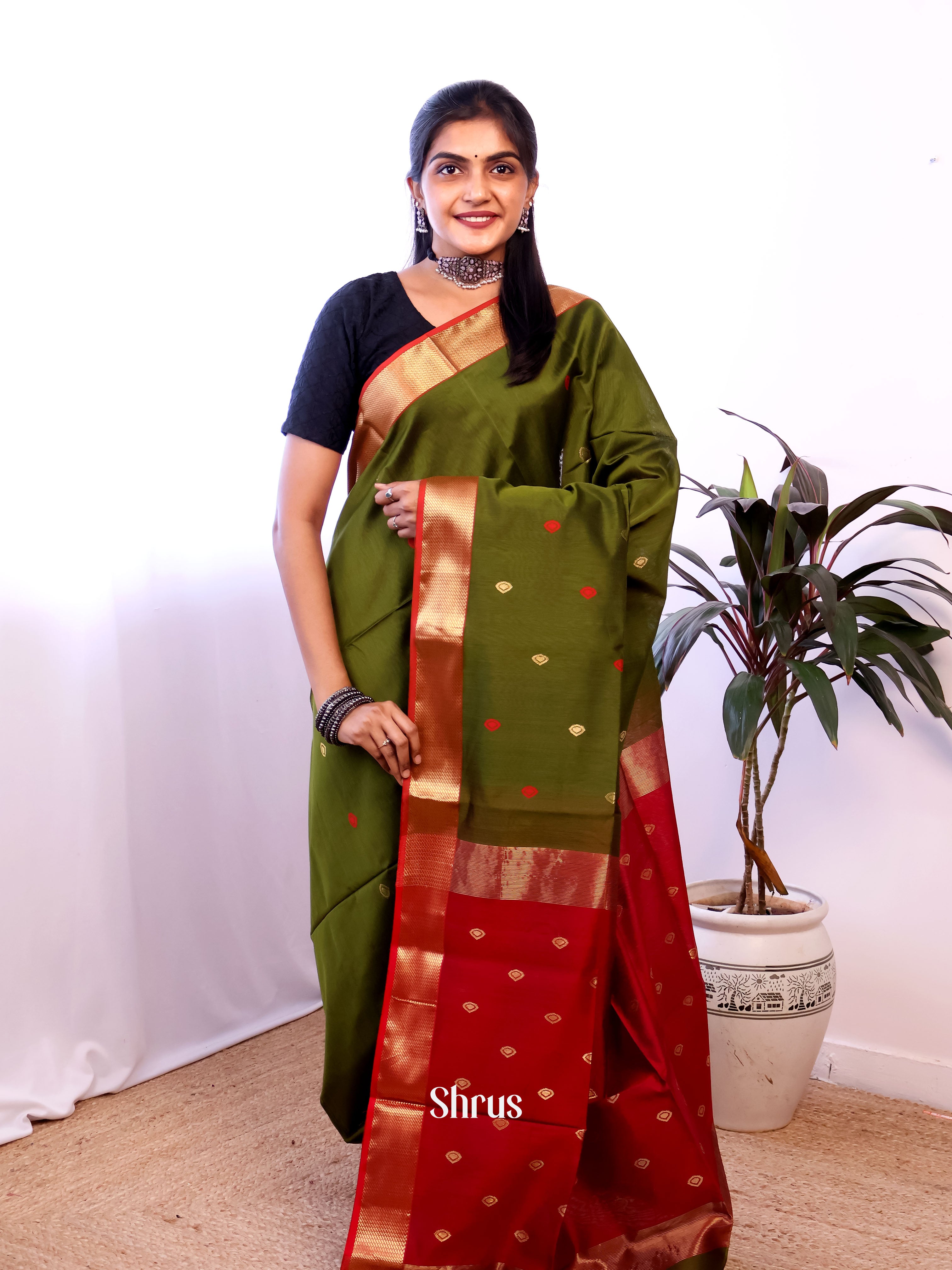 CJS05527 - Maheshwari silkcotton Saree - Shop on Shrus.com