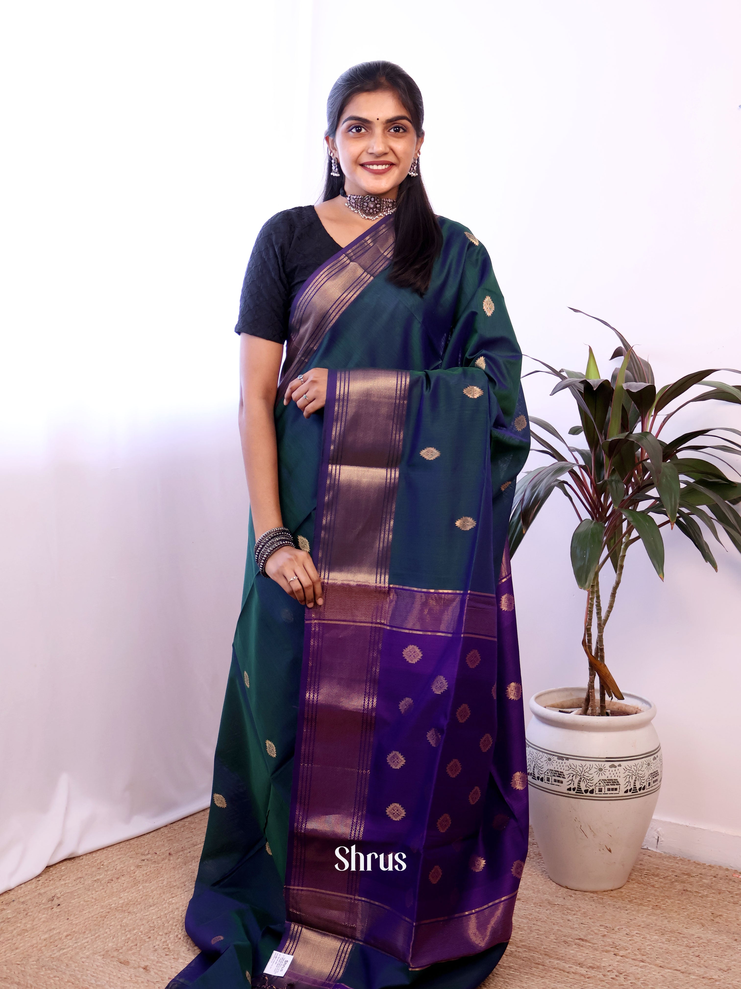 CJS05540 - Maheshwari silkcotton Saree - Shop on Shrus.com