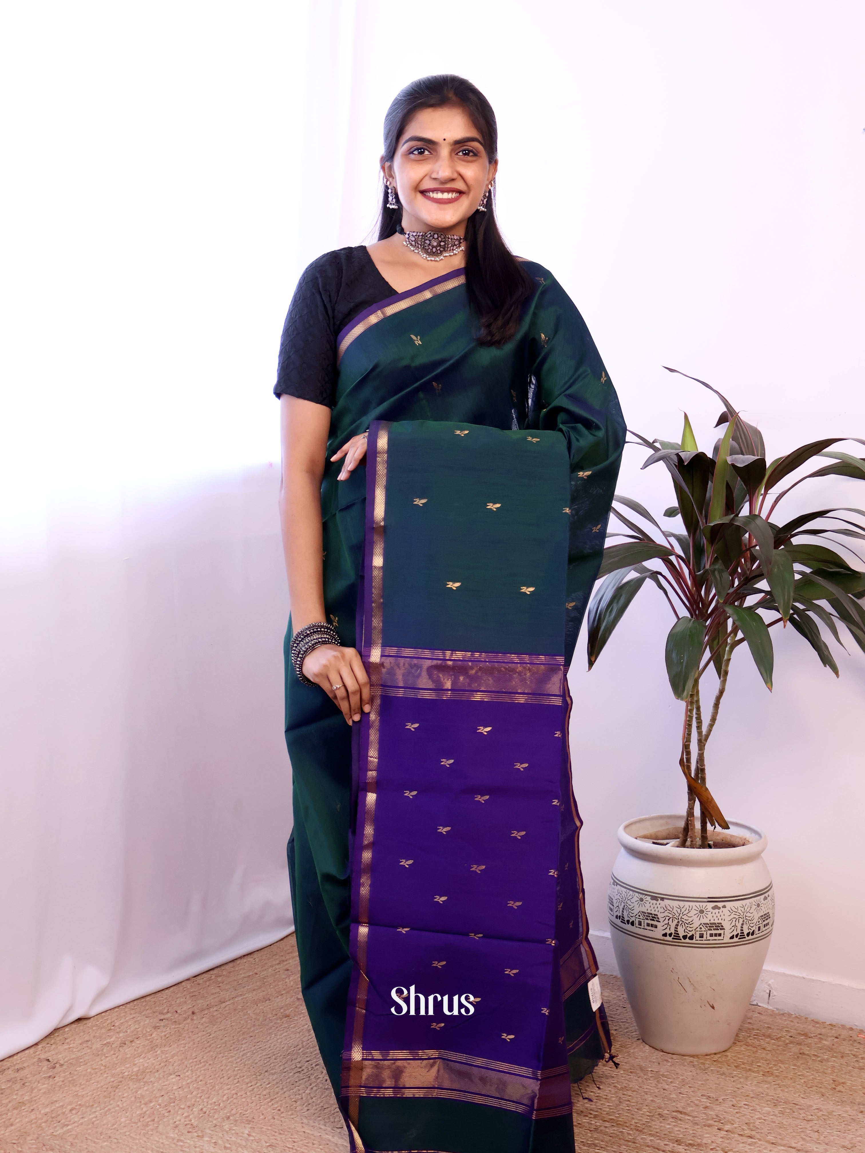 CJS05548 - Maheshwari silkcotton Saree - Shop on Shrus.com