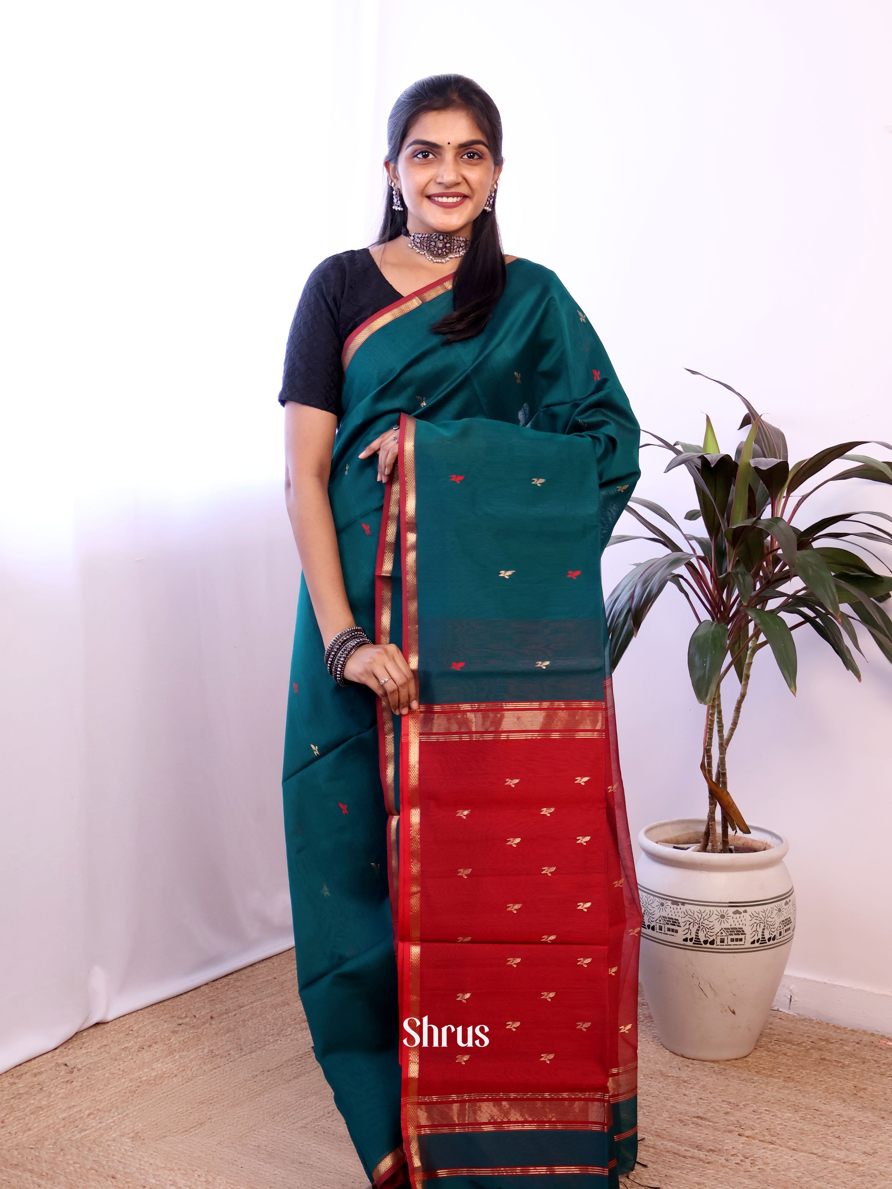 CJS05551 - Maheshwari silkcotton Saree - Shop on Shrus.com