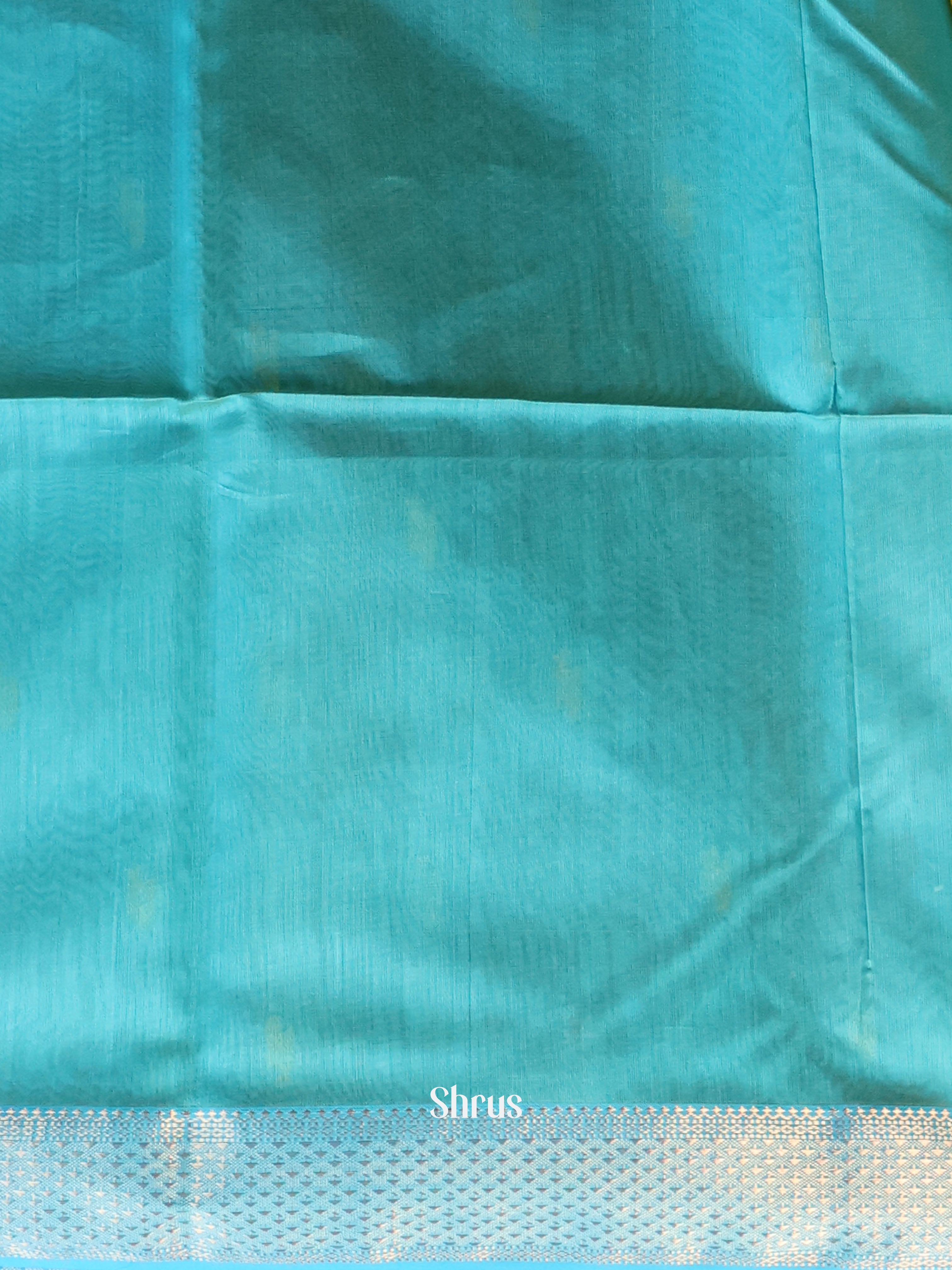 Yellow & Teal- Maheshwari silkcotton Saree - Shop on Shrus.com