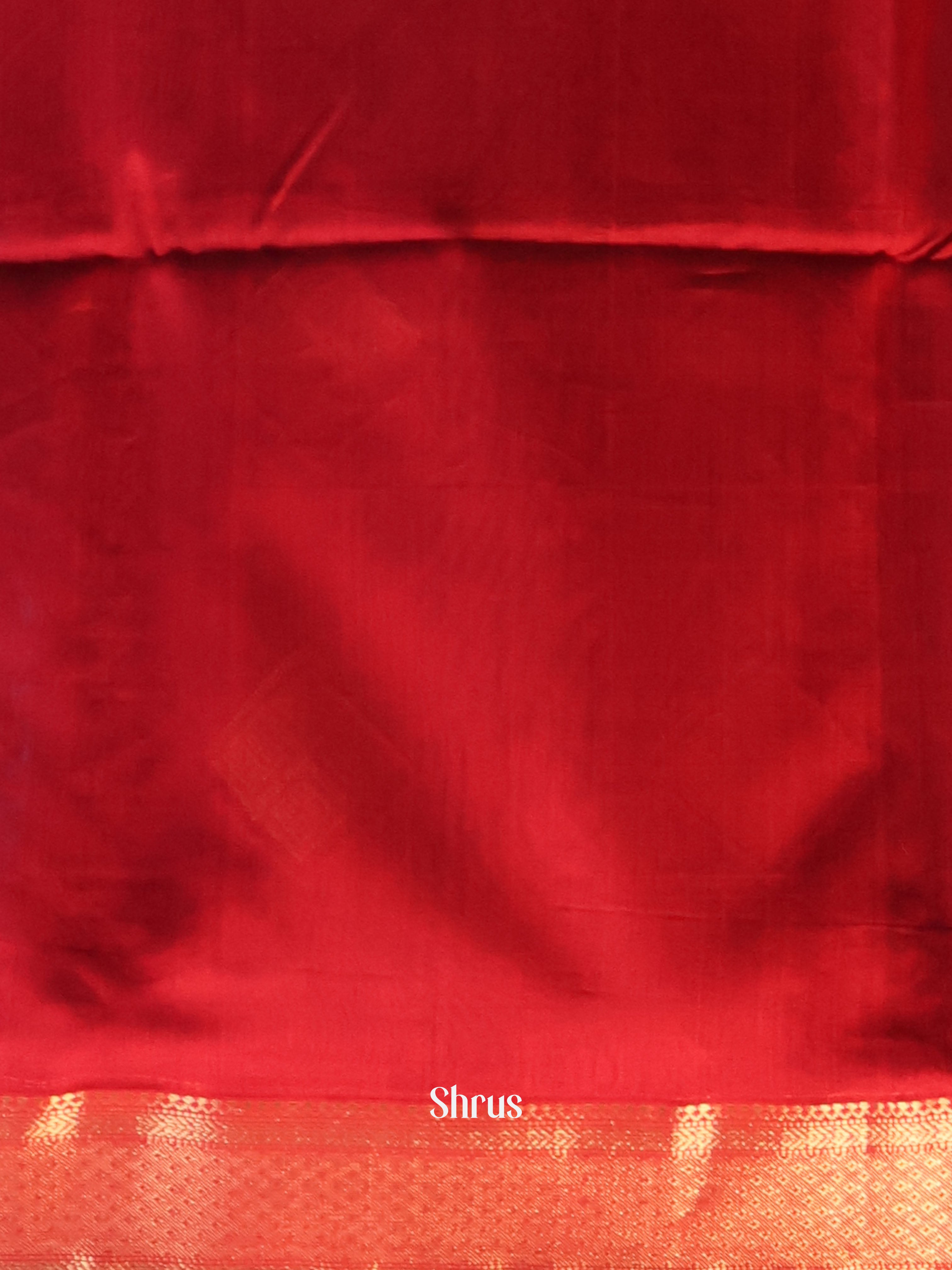 Grey & Red - Maheshwari silkcotton Saree - Shop on Shrus.com