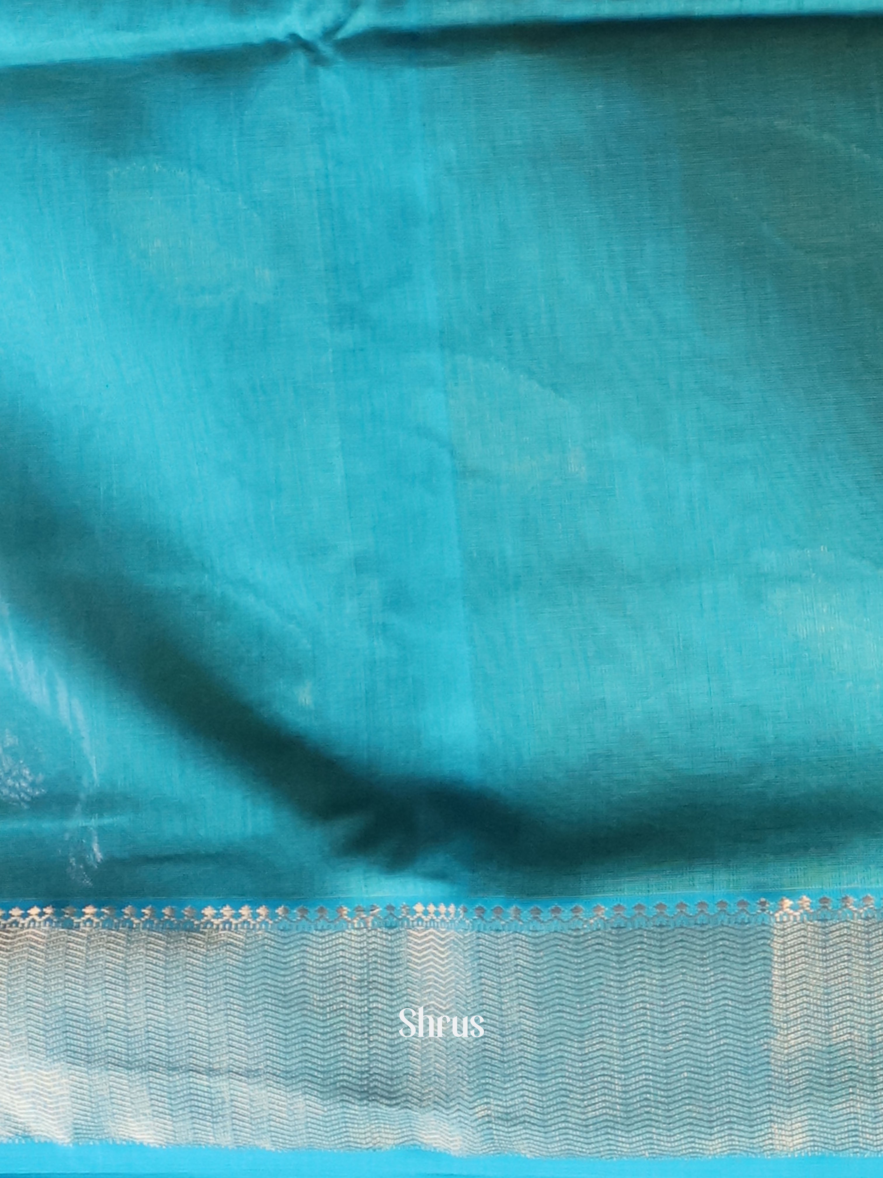 Yellow & Teal - Maheshwari silkcotton Saree - Shop on Shrus.com