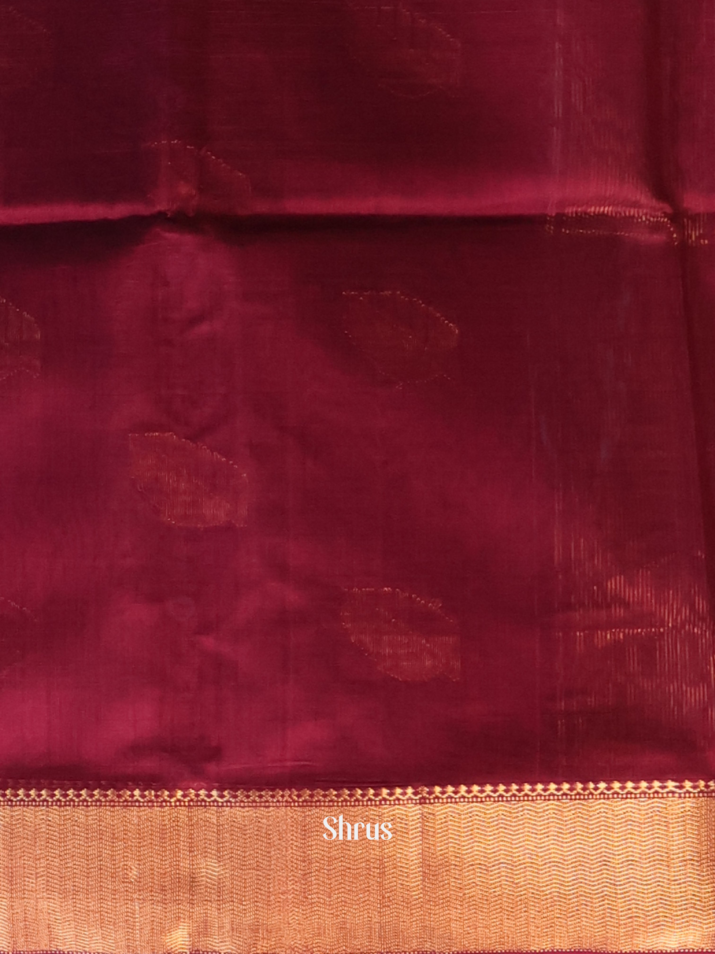 Maroon - Maheshwari silkcotton Saree - Shop on Shrus.com