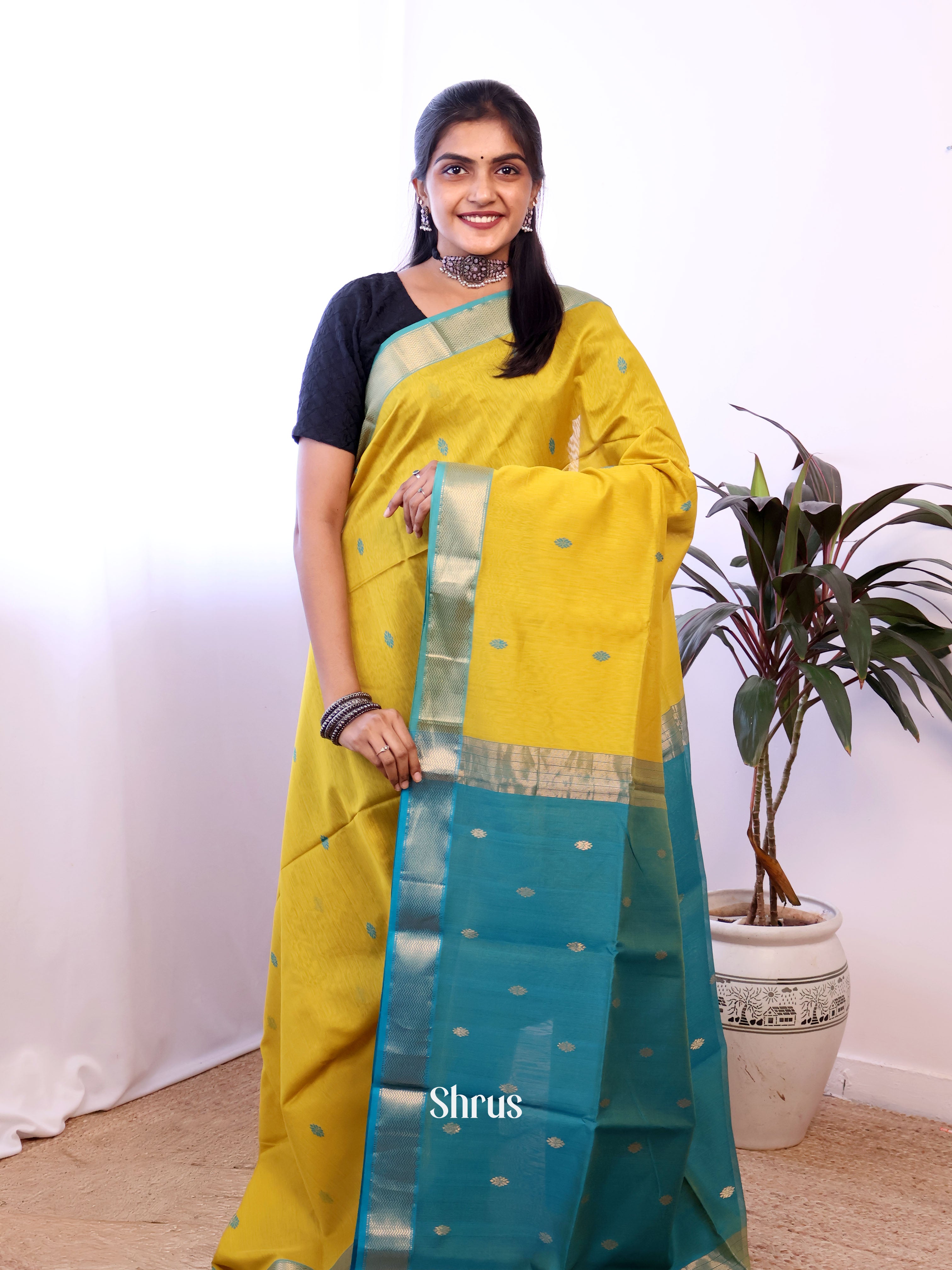CJS05592 - Maheshwari silkcotton Saree - Shop on Shrus.com