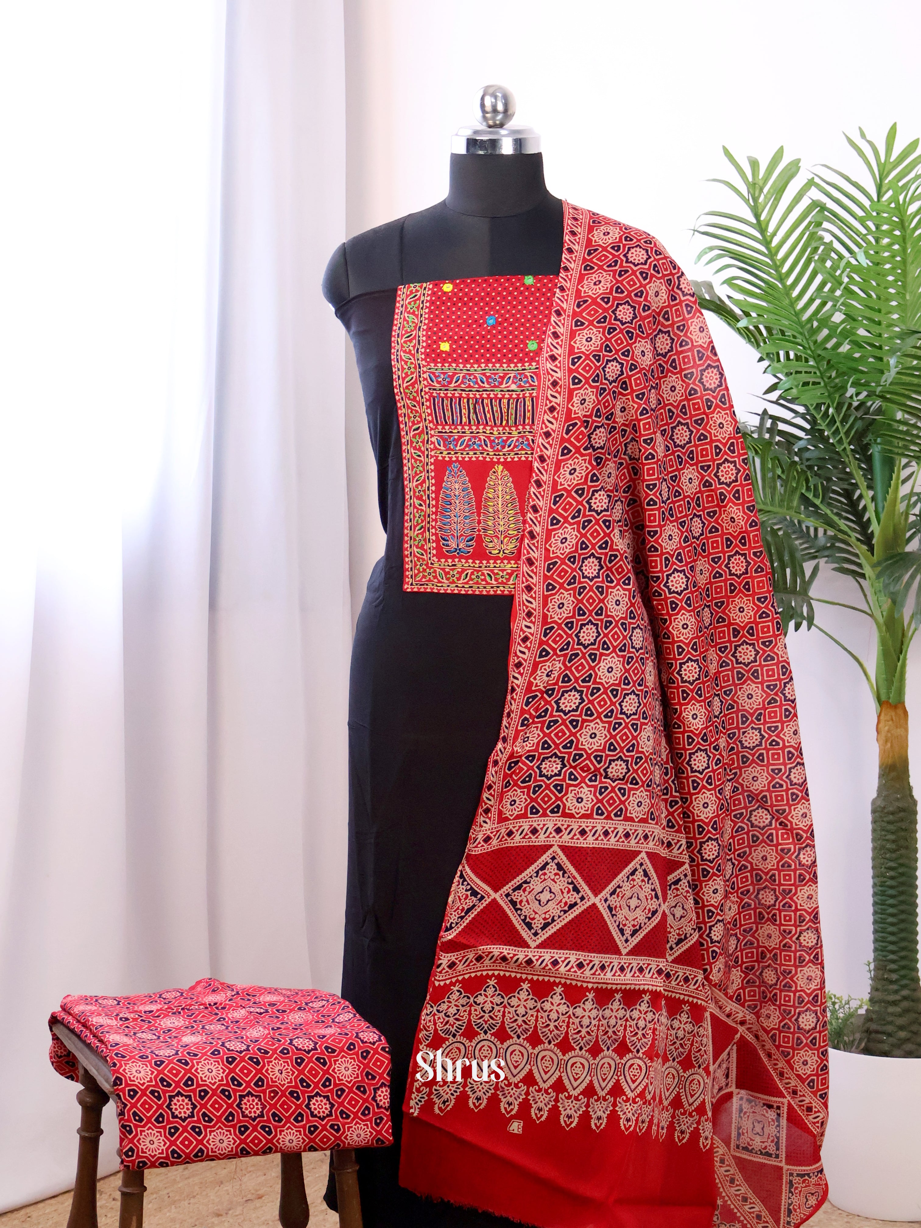 Black & Red - Ajrakh Salwar - Shop on Shrus.com