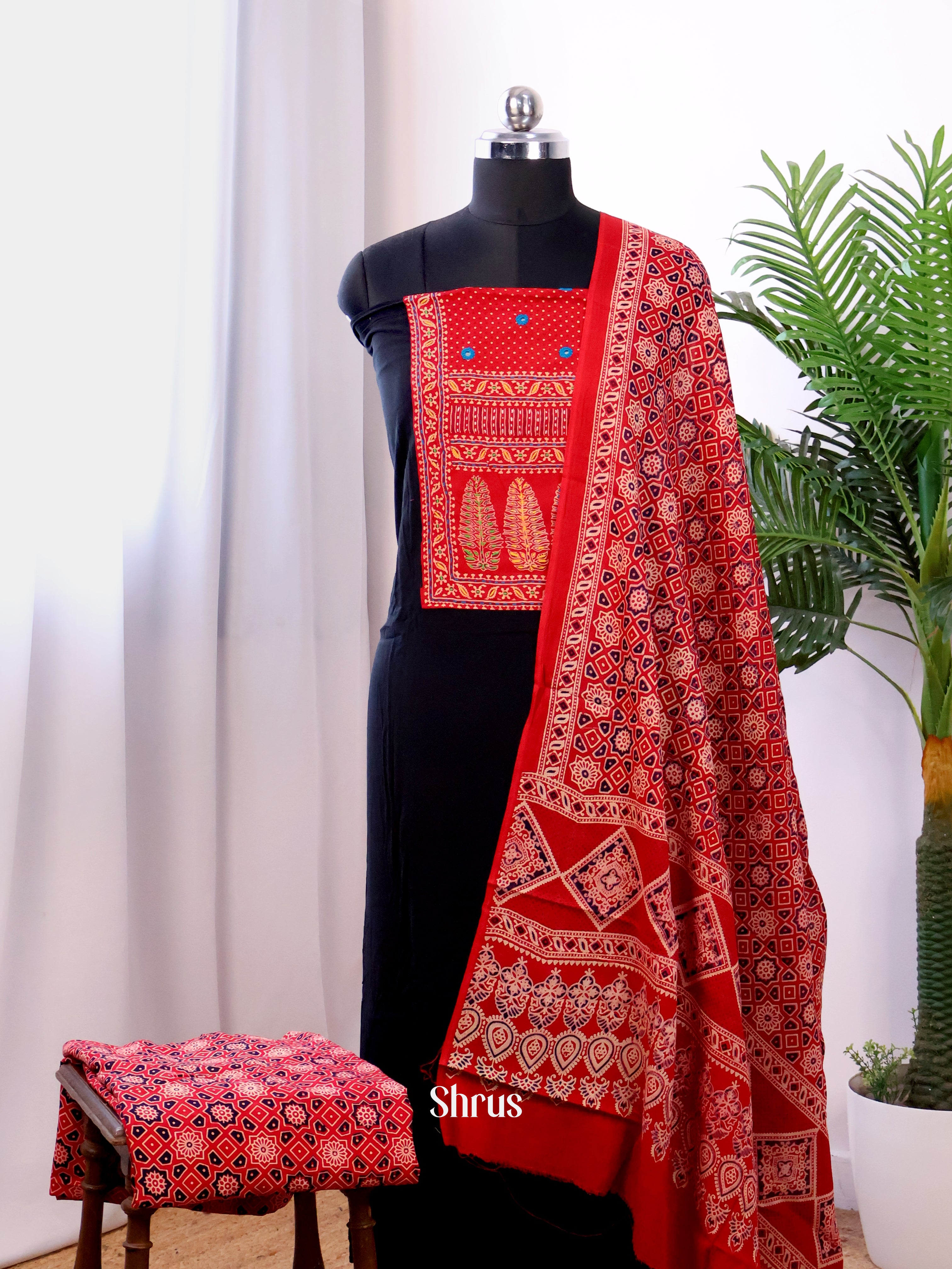 Black & Red - Ajrakh Salwar - Shop on Shrus.com