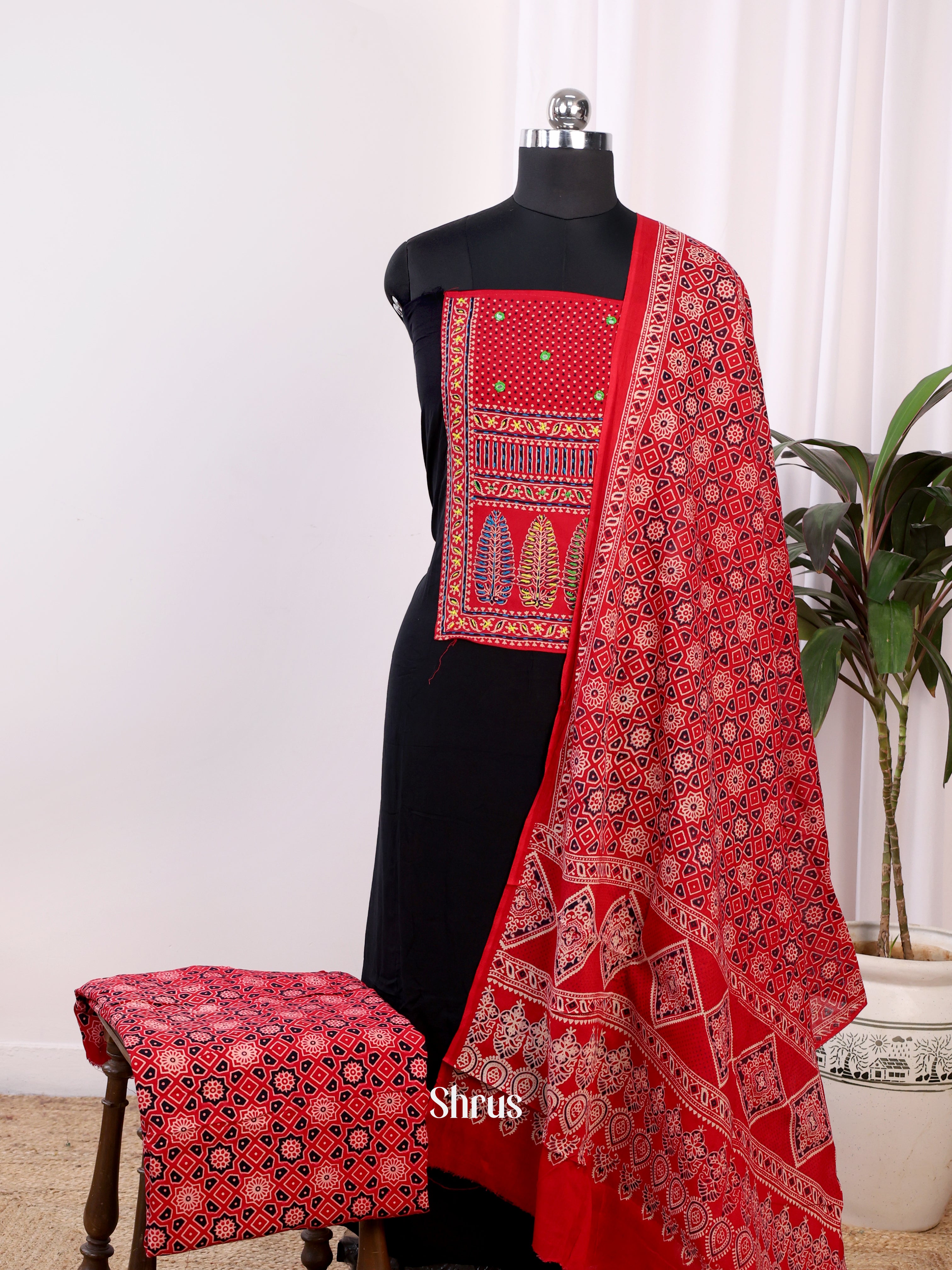 Black & Red- Ajrakh Salwar - Shop on Shrus.com