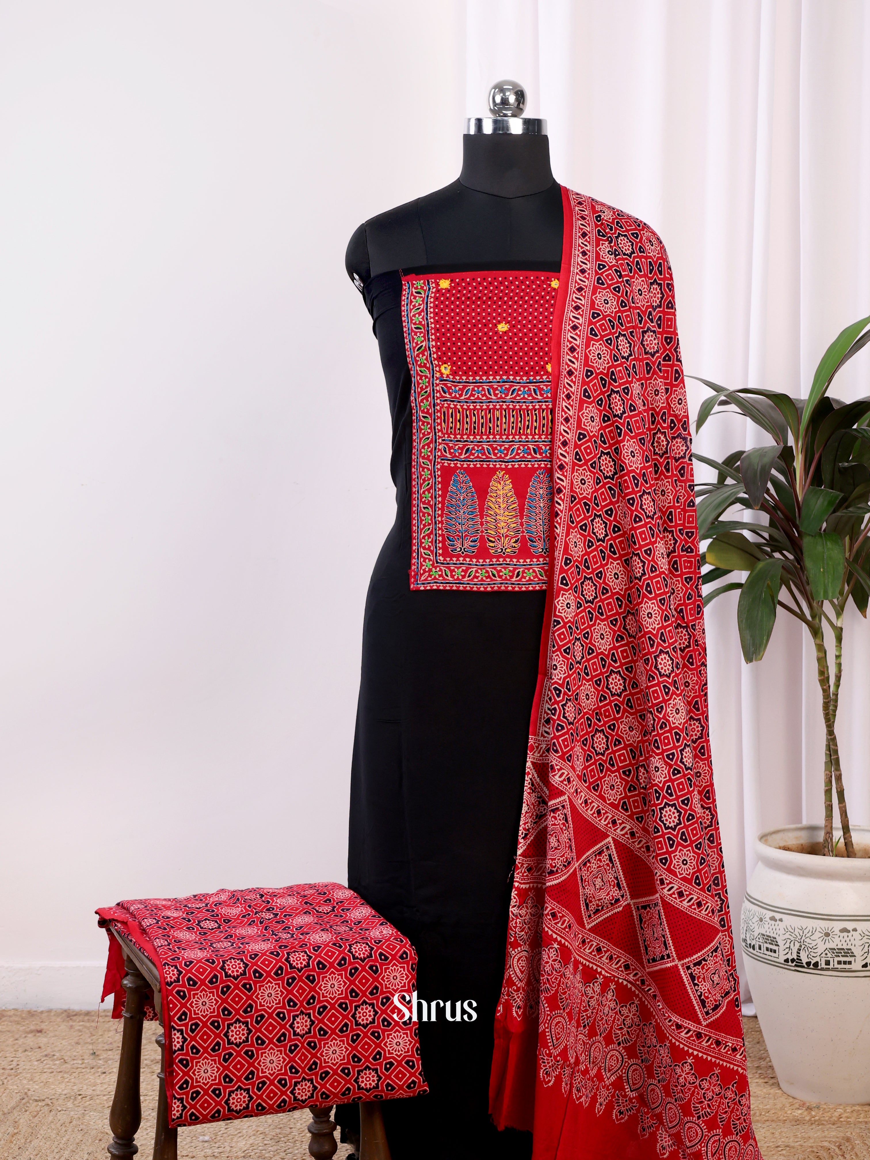 Black & Red - Ajrakh Salwar - Shop on Shrus.com