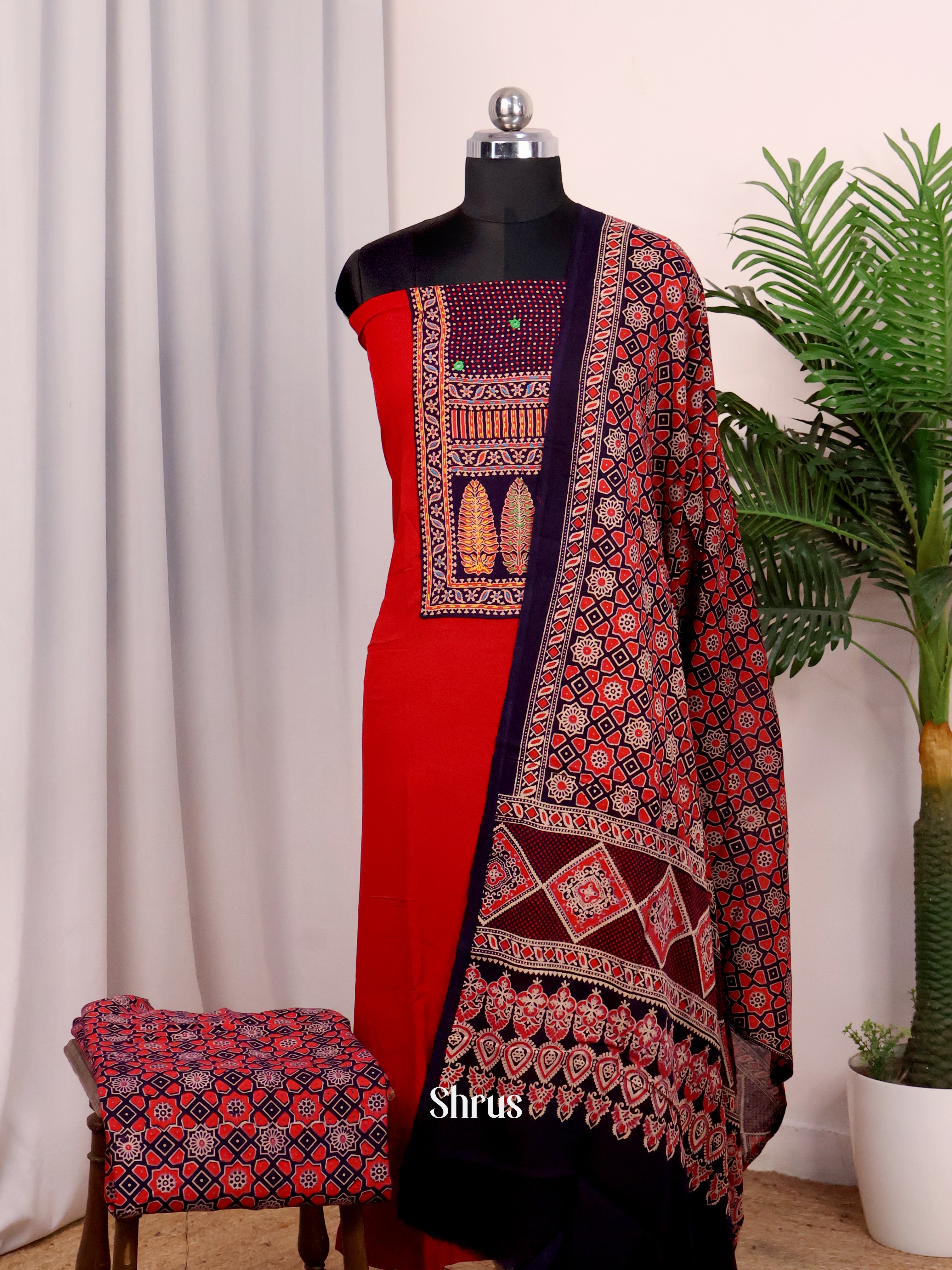 Red & Black - Ajrakh Salwar - Shop on Shrus.com