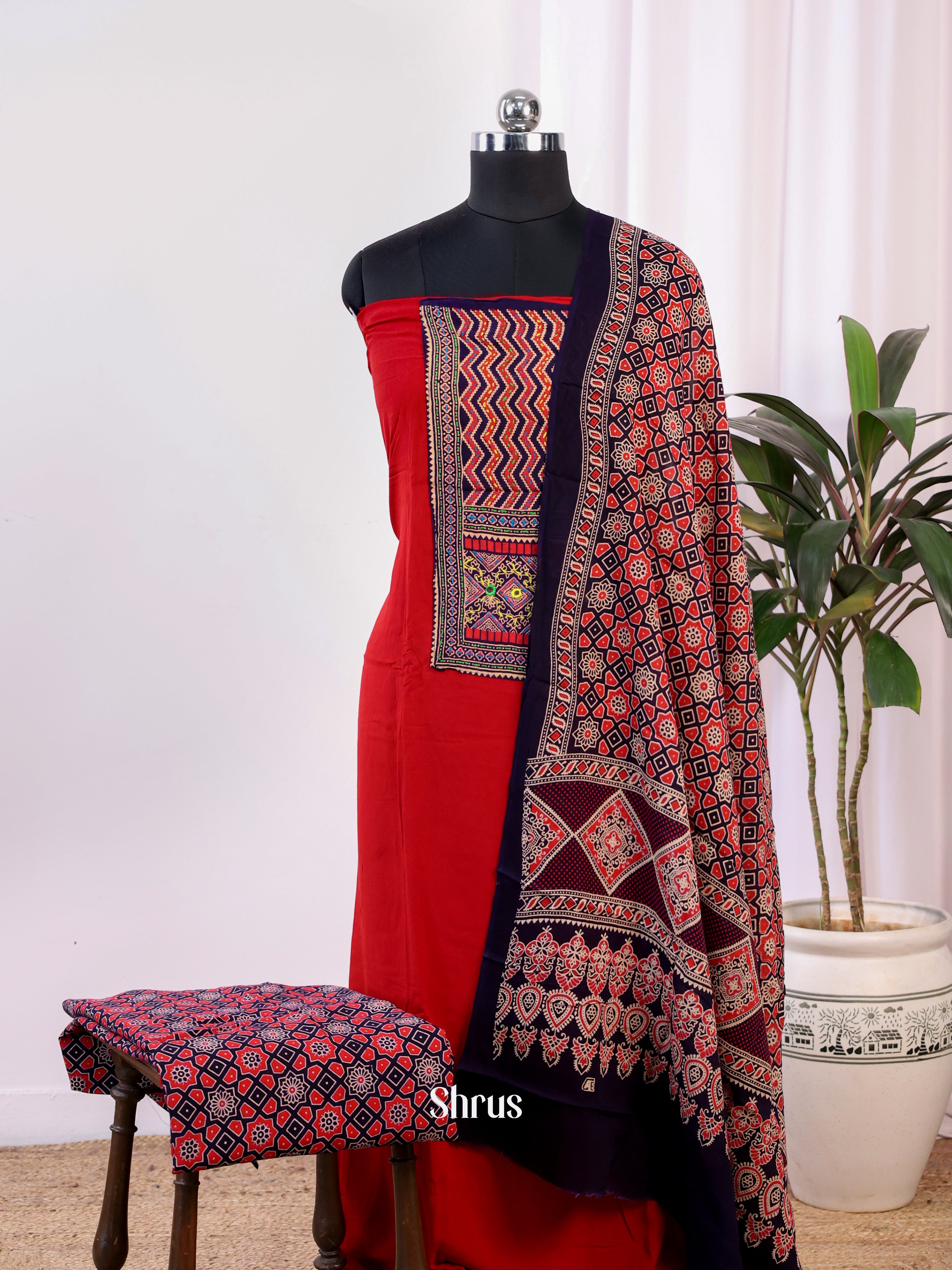 Red & Black - Ajrakh Salwar - Shop on Shrus.com