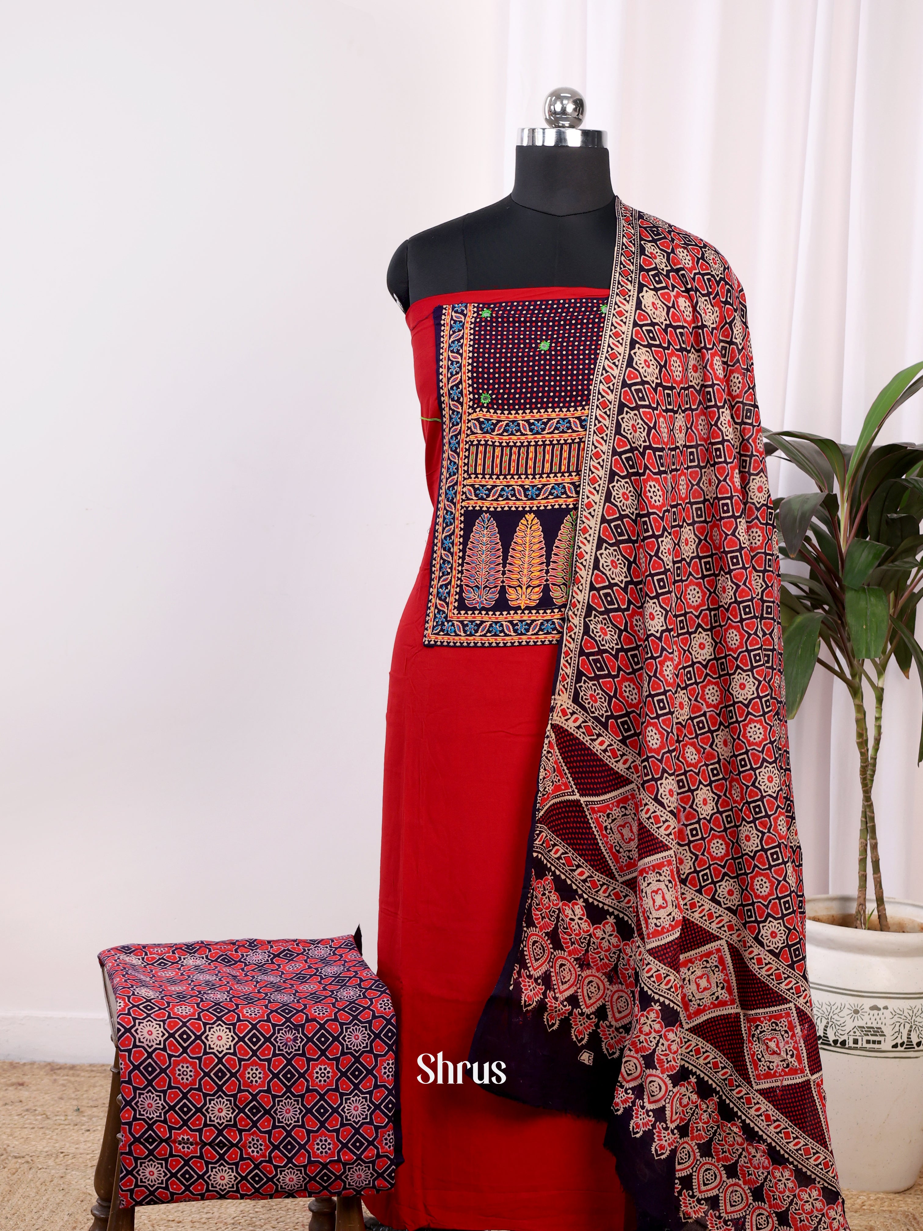 Red & Black - Ajrakh Salwar - Shop on Shrus.com