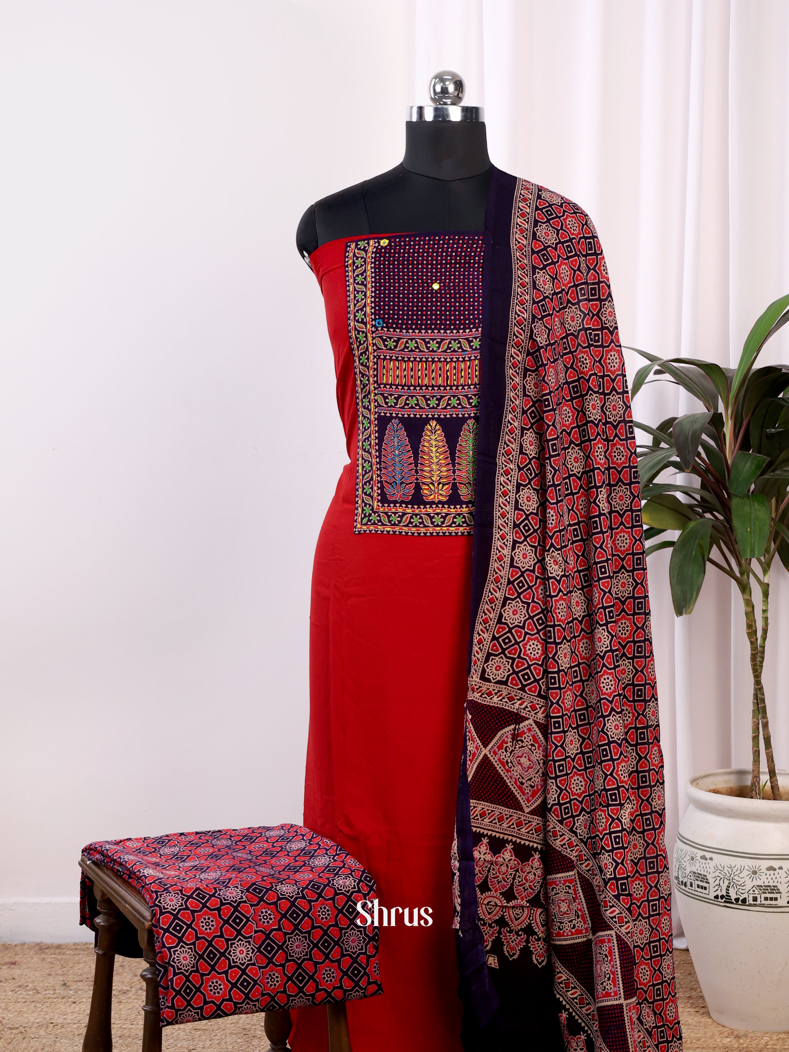 Red & Black - Ajrakh Salwar - Shop on Shrus.com