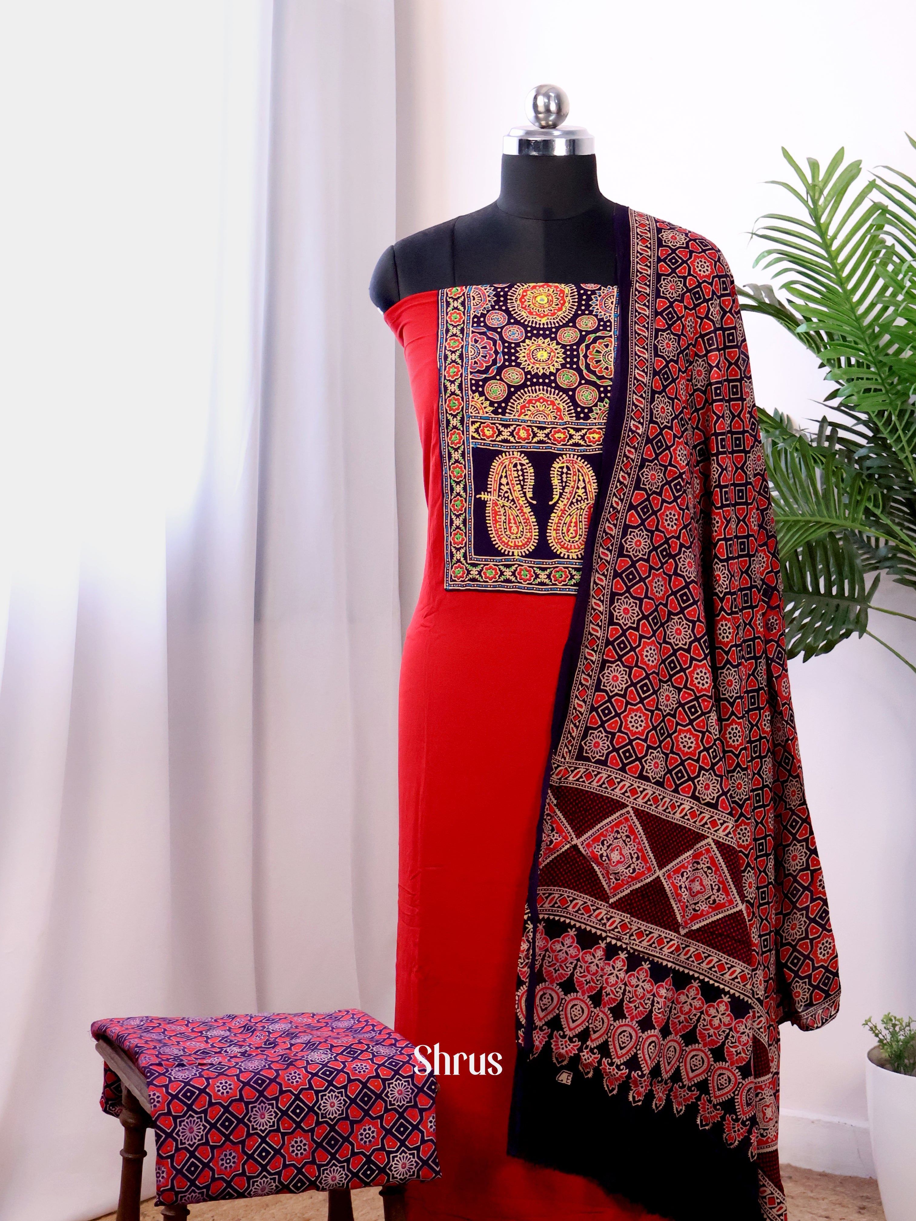Red & Black - Ajrakh Salwar - Shop on Shrus.com