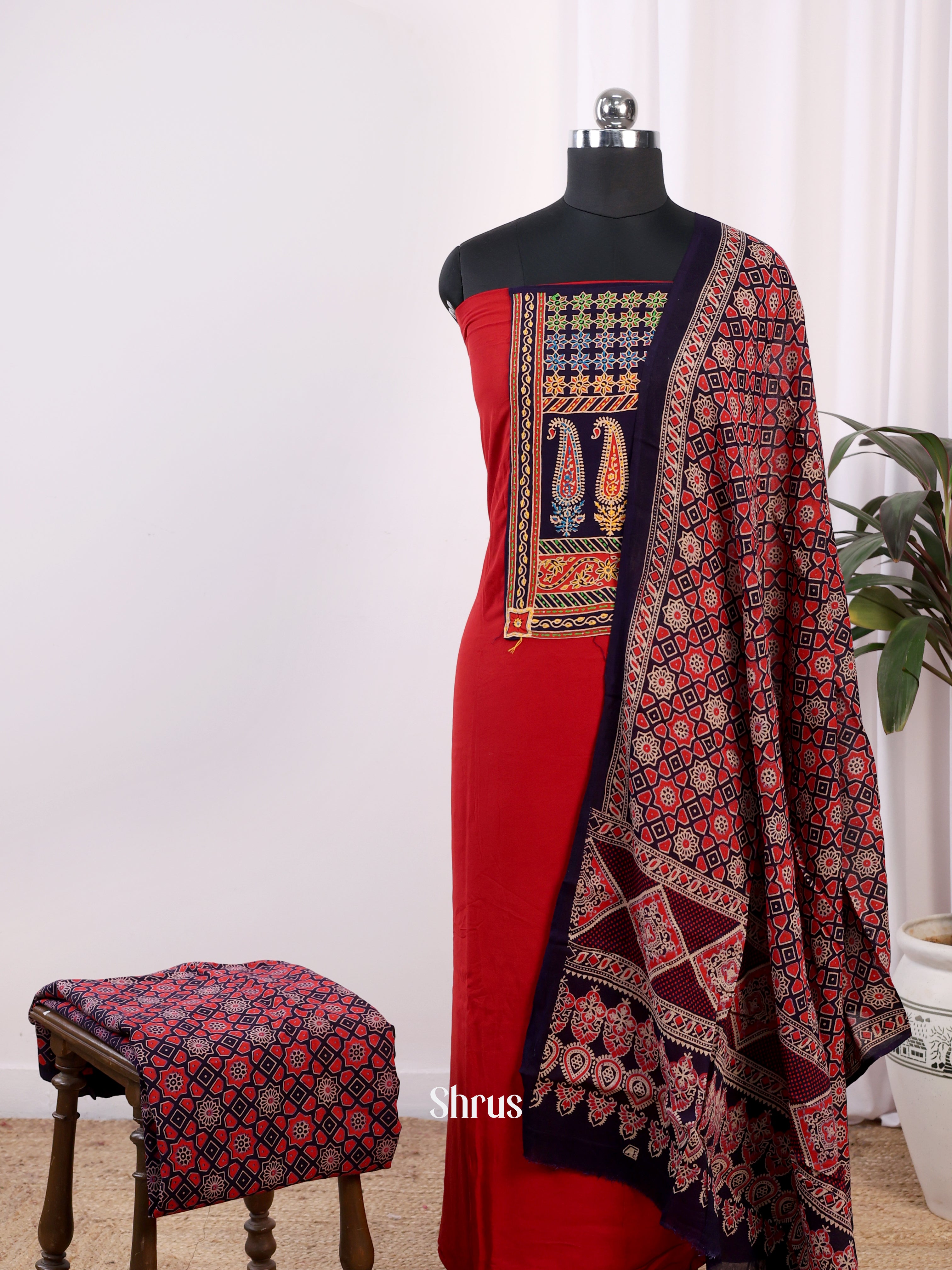 Red & Black- Ajrakh Salwar - Shop on Shrus.com