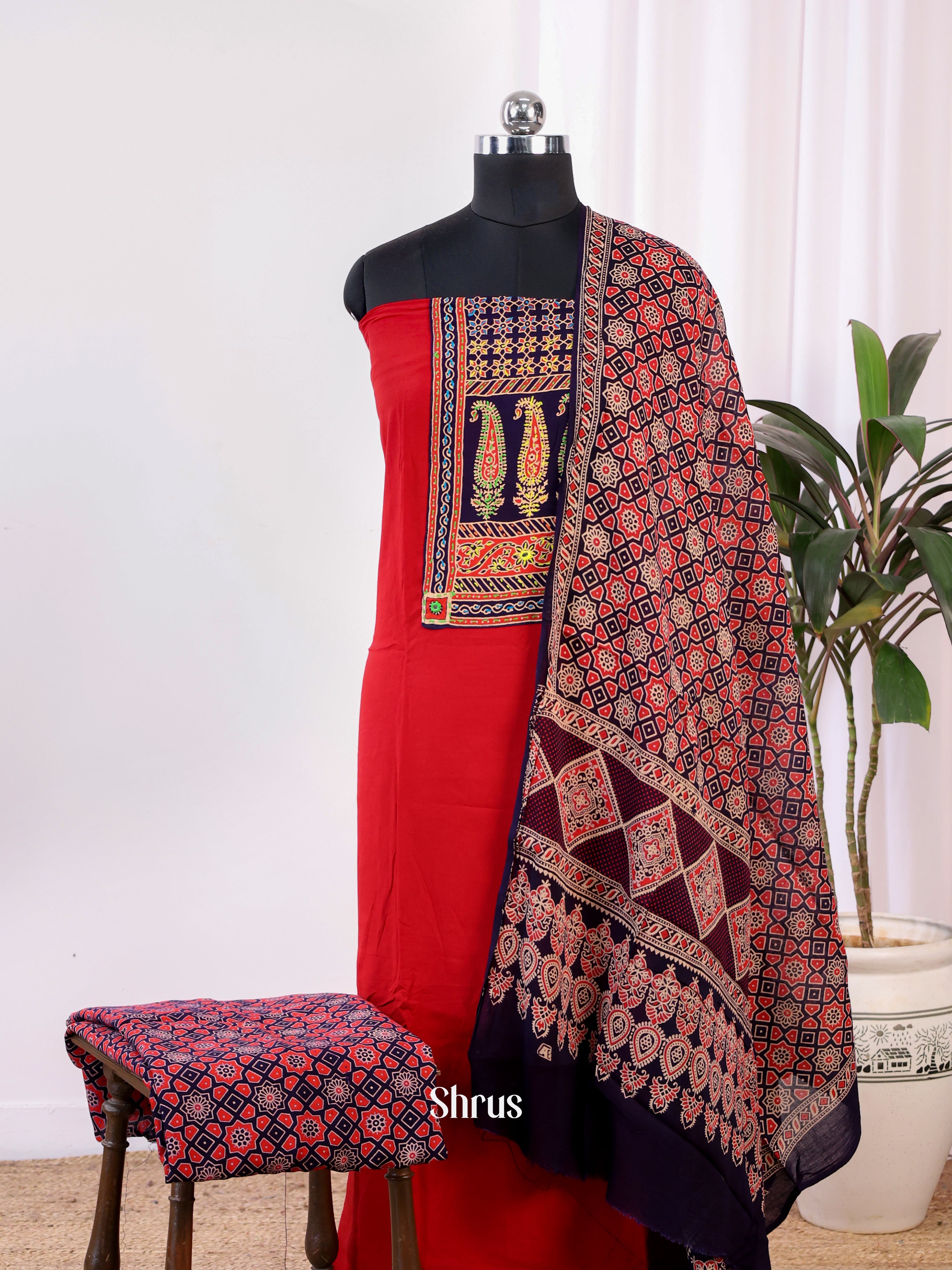 Red & Black- Ajrakh Salwar - Shop on Shrus.com