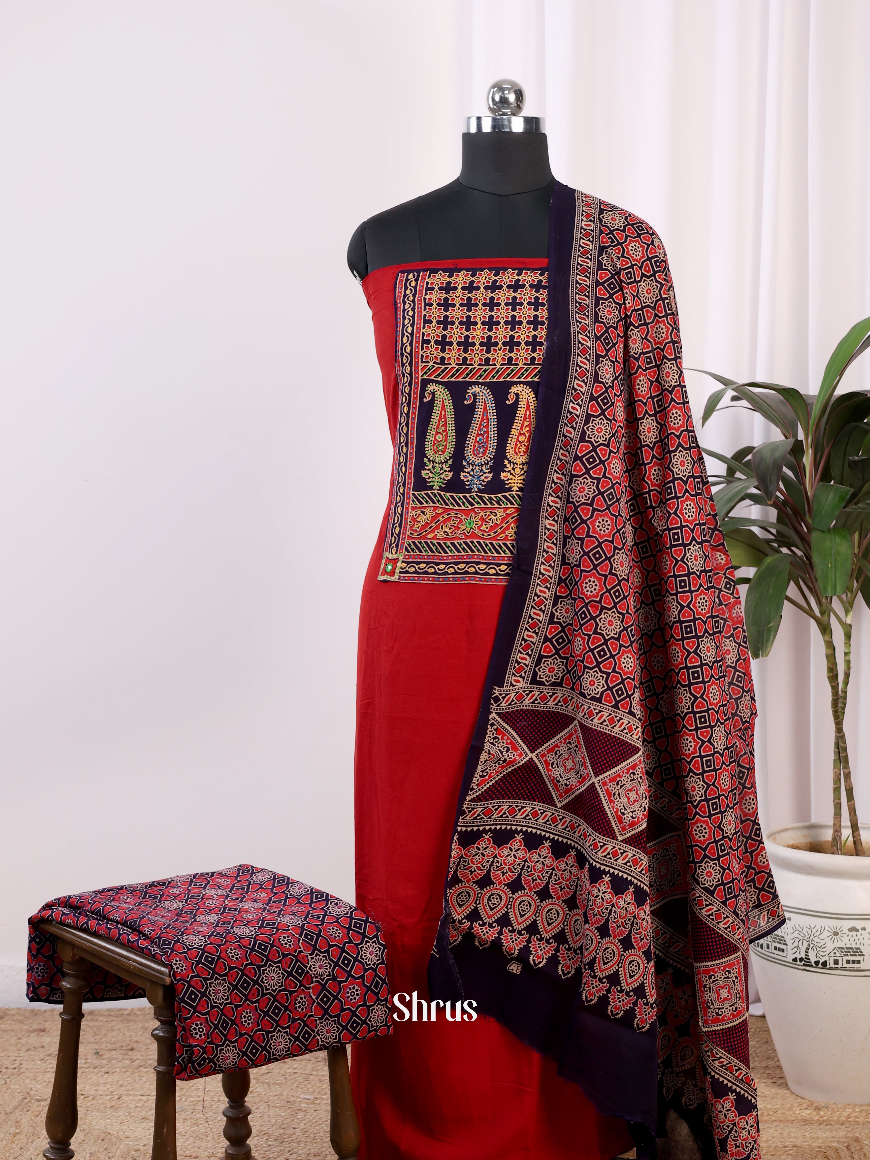 Red & Black - Ajrakh Salwar - Shop on Shrus.com