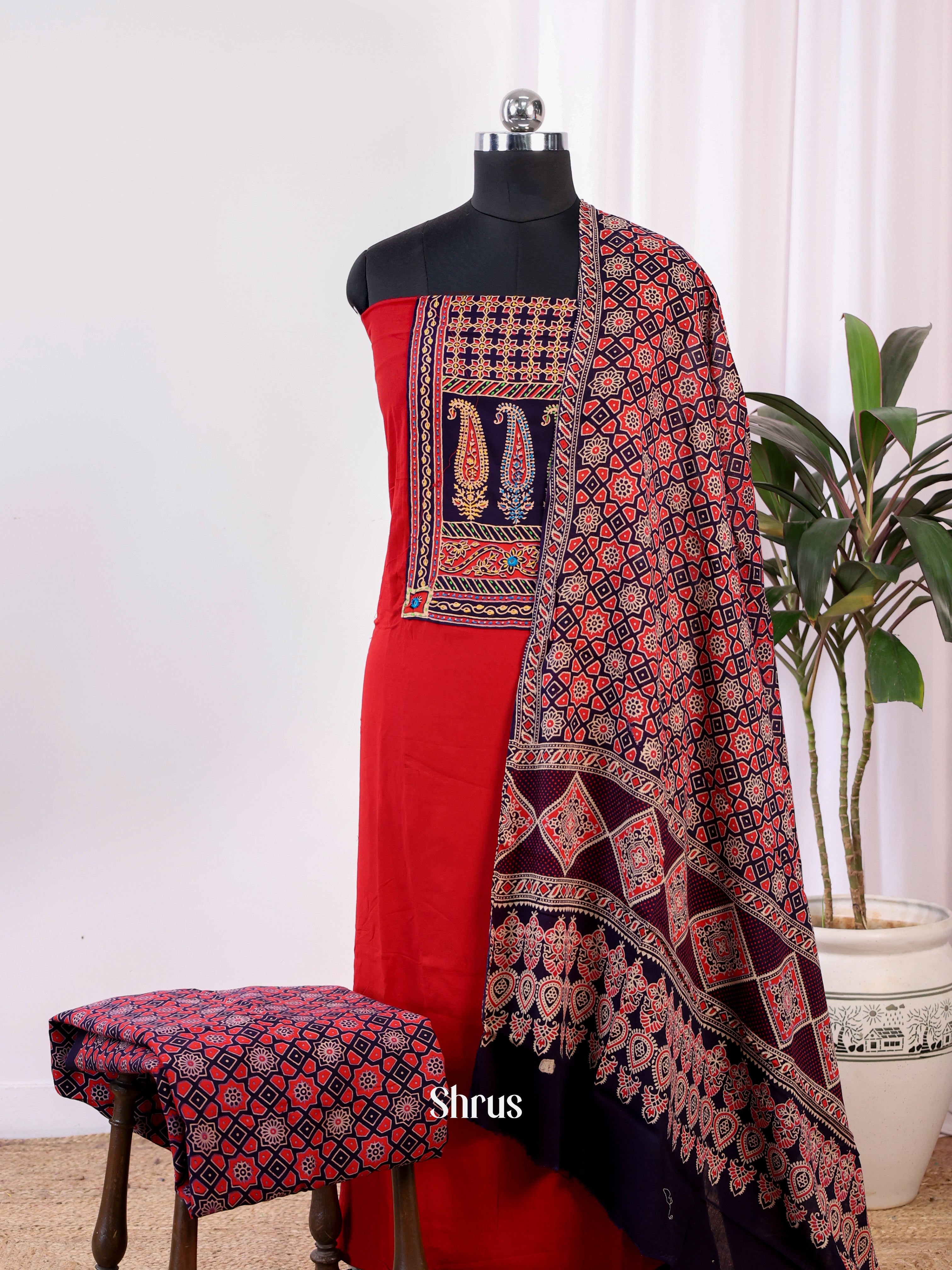 Red & Black - Ajrakh Salwar - Shop on Shrus.com