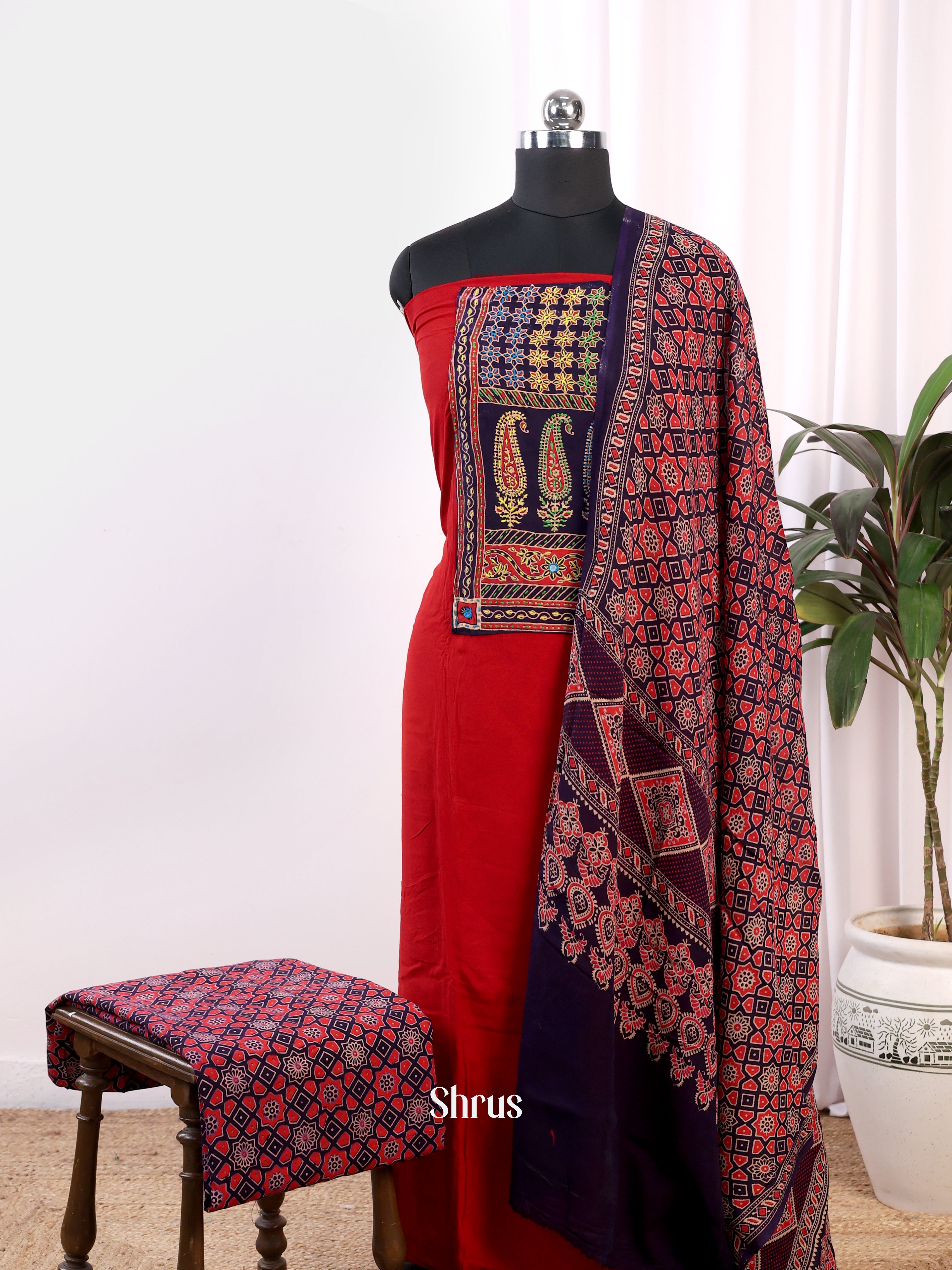 Red & Black - Ajrakh Salwar - Shop on Shrus.com