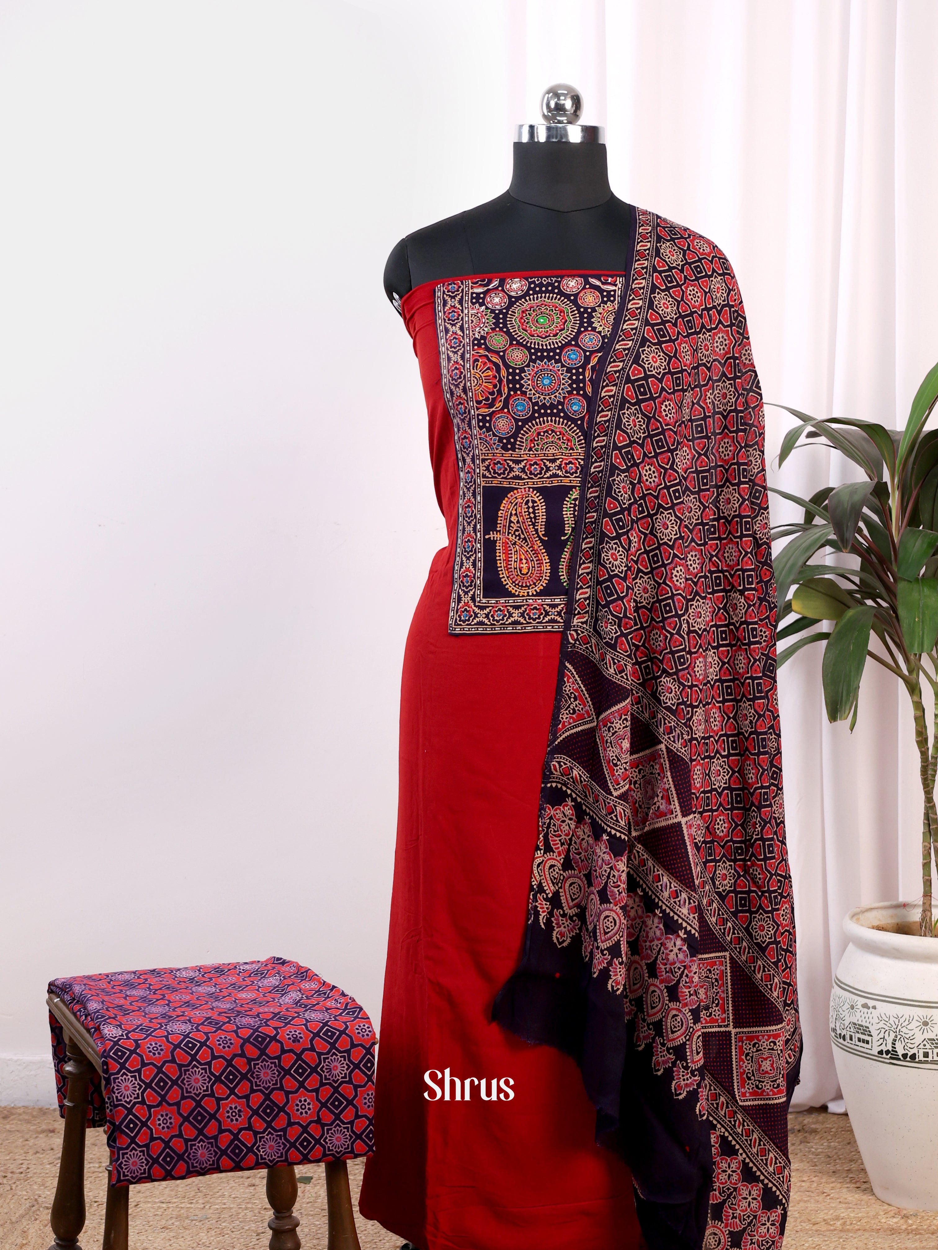 Red & Black - Ajrakh Salwar - Shop on Shrus.com