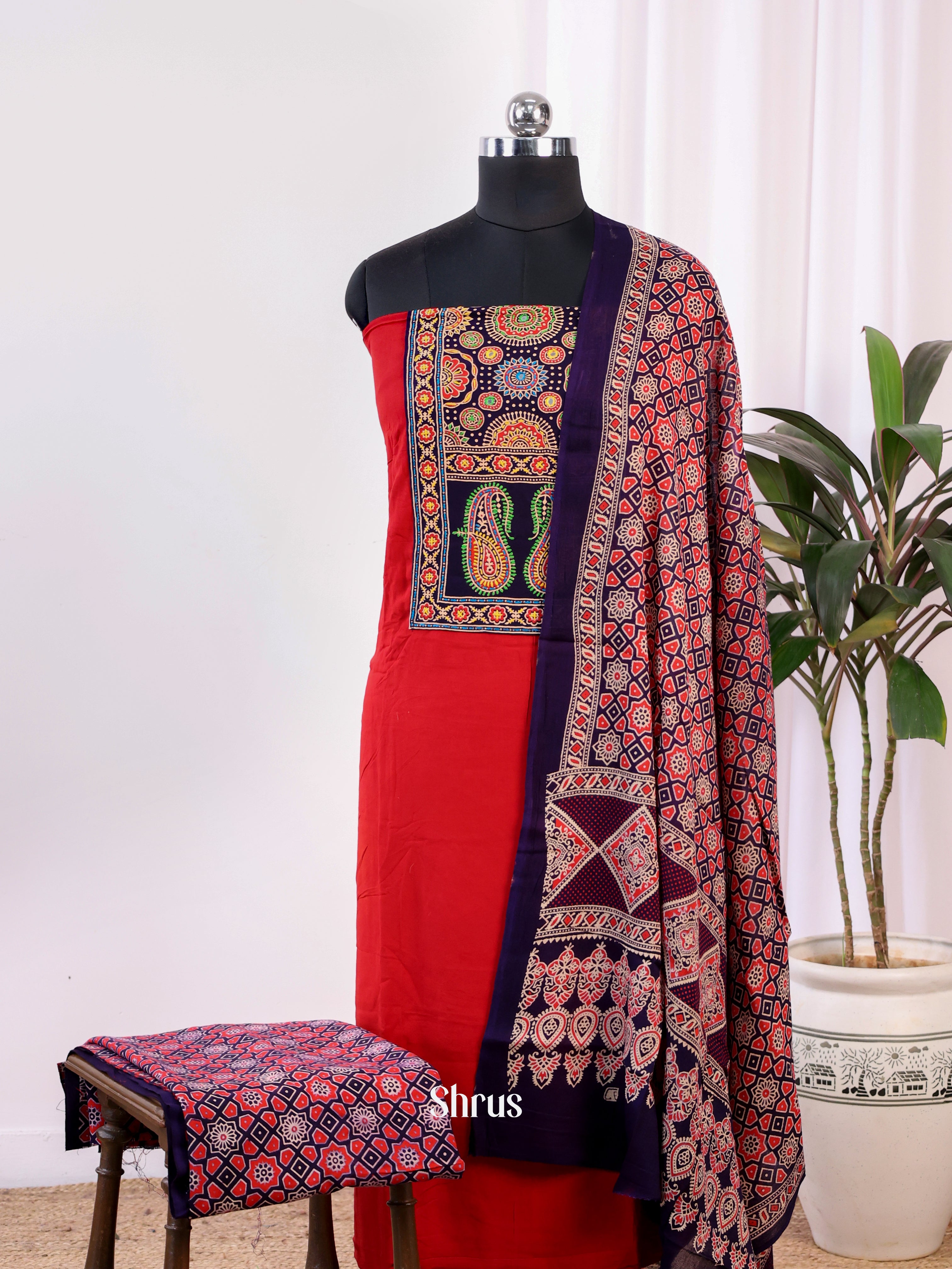 Red & Black - Ajrakh Salwar - Shop on Shrus.com