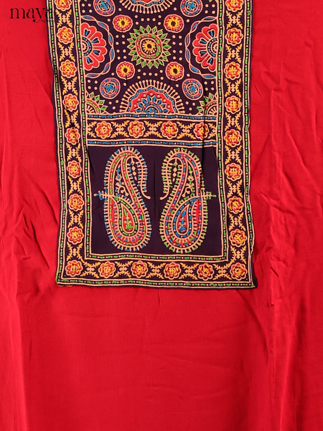 Black & Red- Ajrakh Salwar Unstitched Top, Bottom & Dupatta - CJS07036 - Shop on Shrus.com