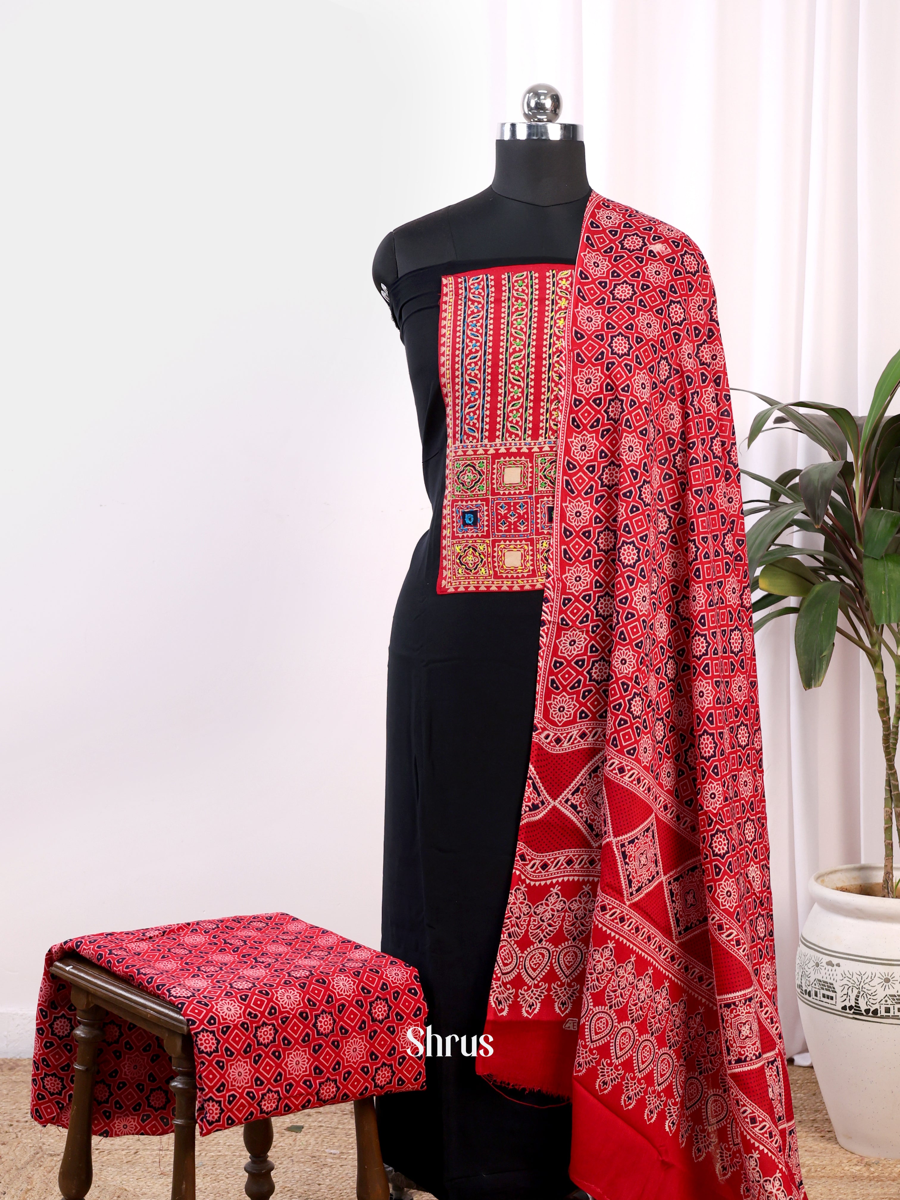 Black & Red - Ajrakh Salwar - Shop on Shrus.com