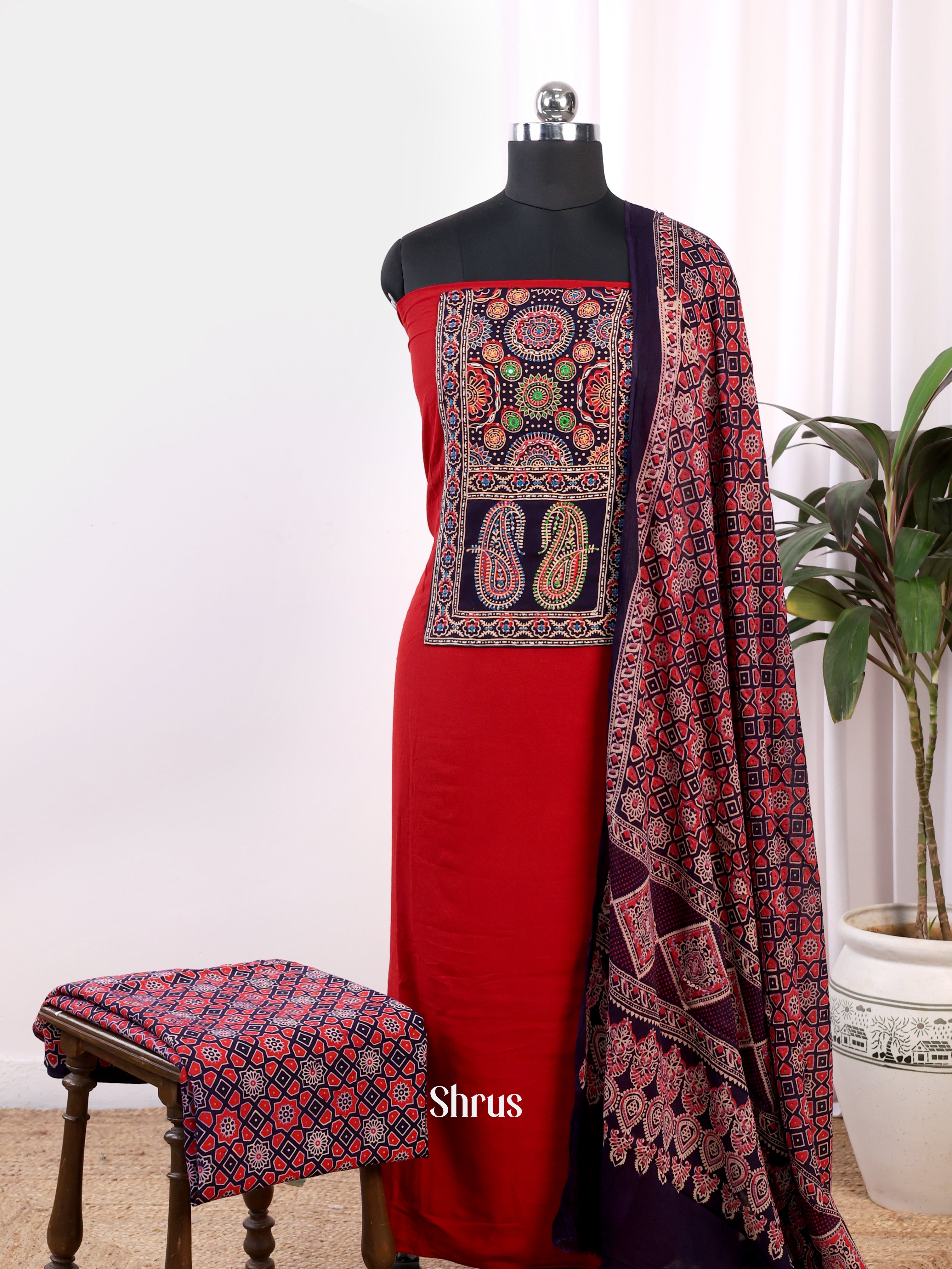 Red & Black - Ajrakh Salwar - Shop on Shrus.com