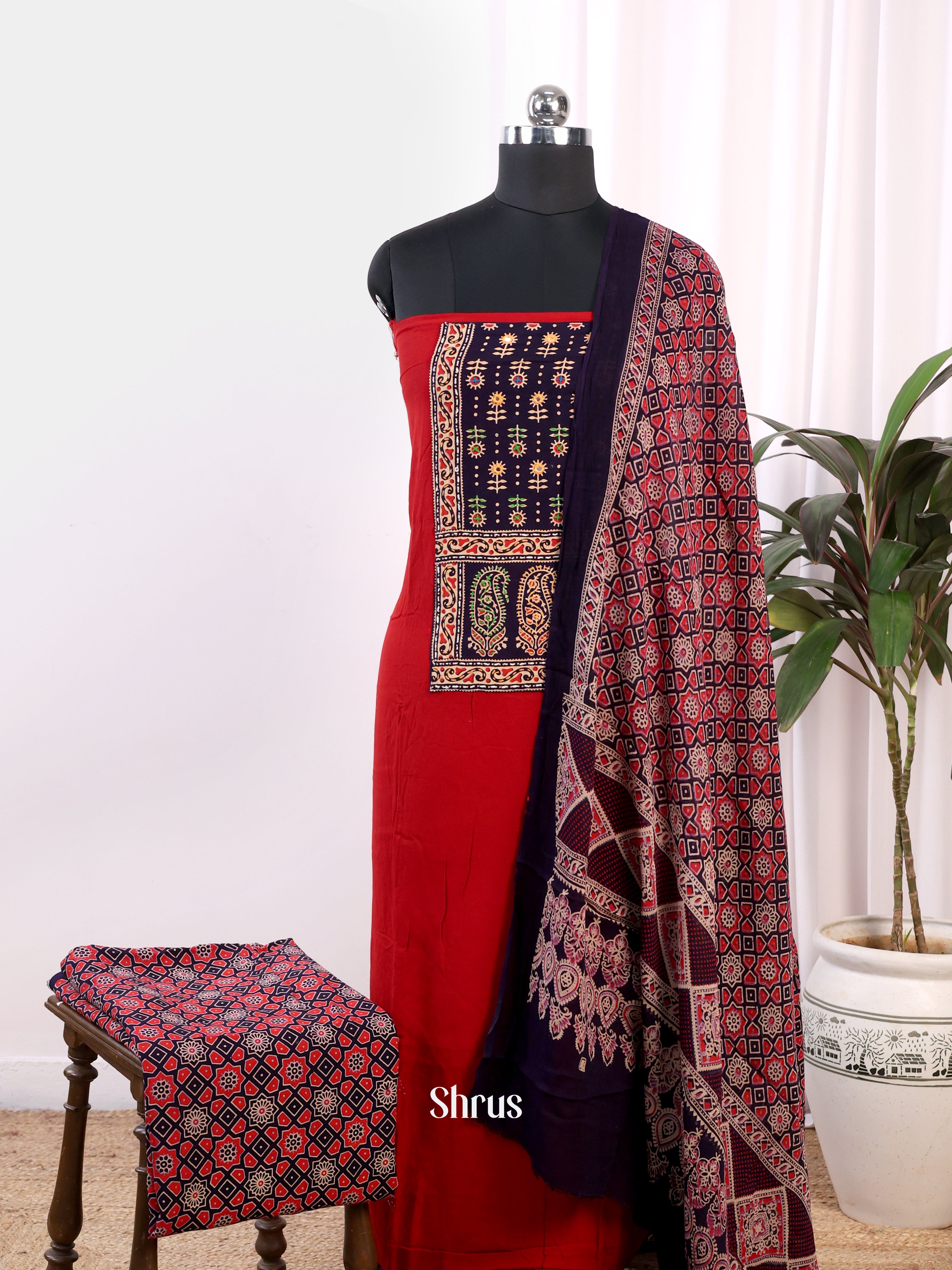 Red & Black- Ajrakh Salwar - Shop on Shrus.com