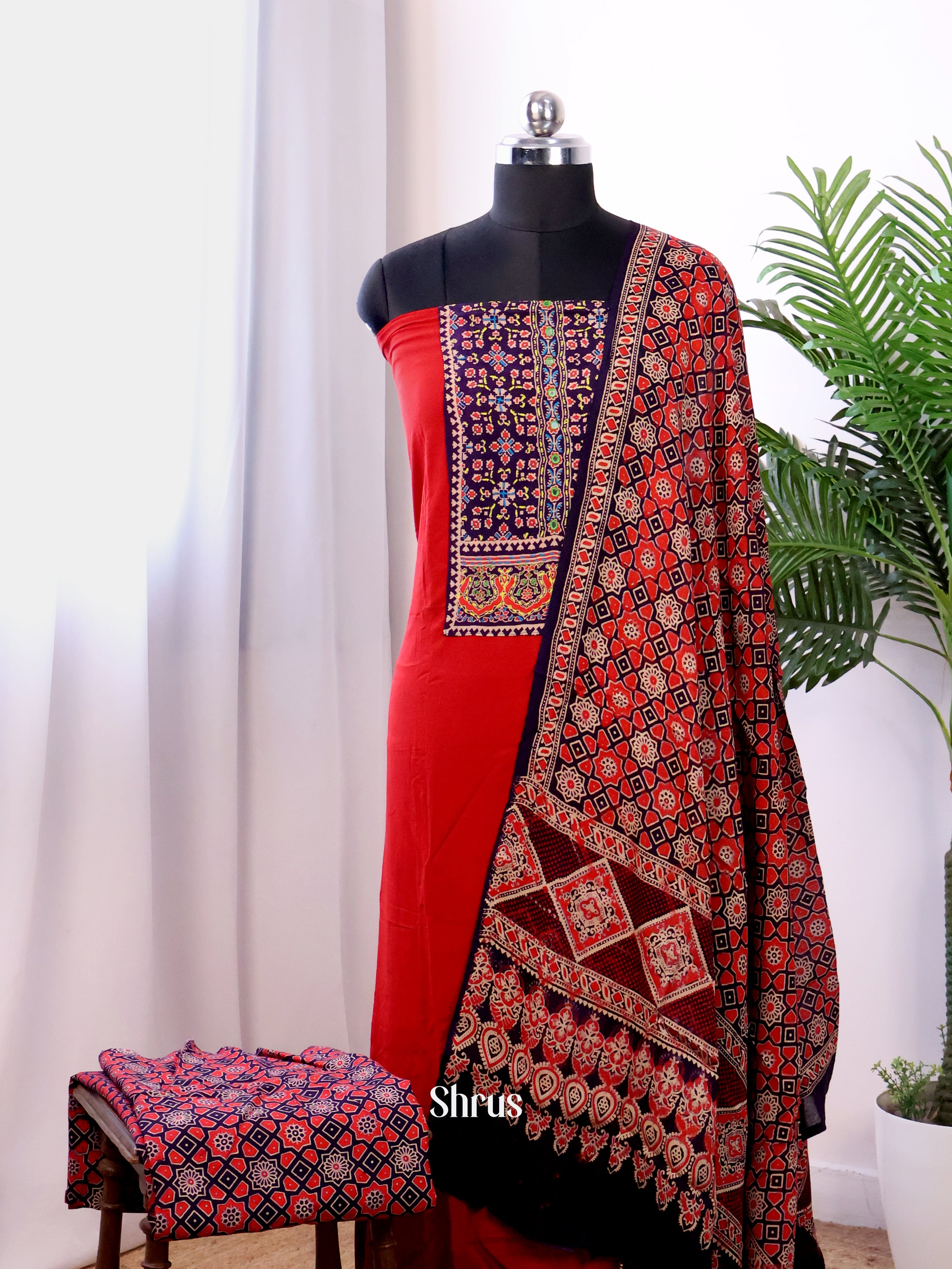Red & Black - Ajrakh Salwar - Shop on Shrus.com