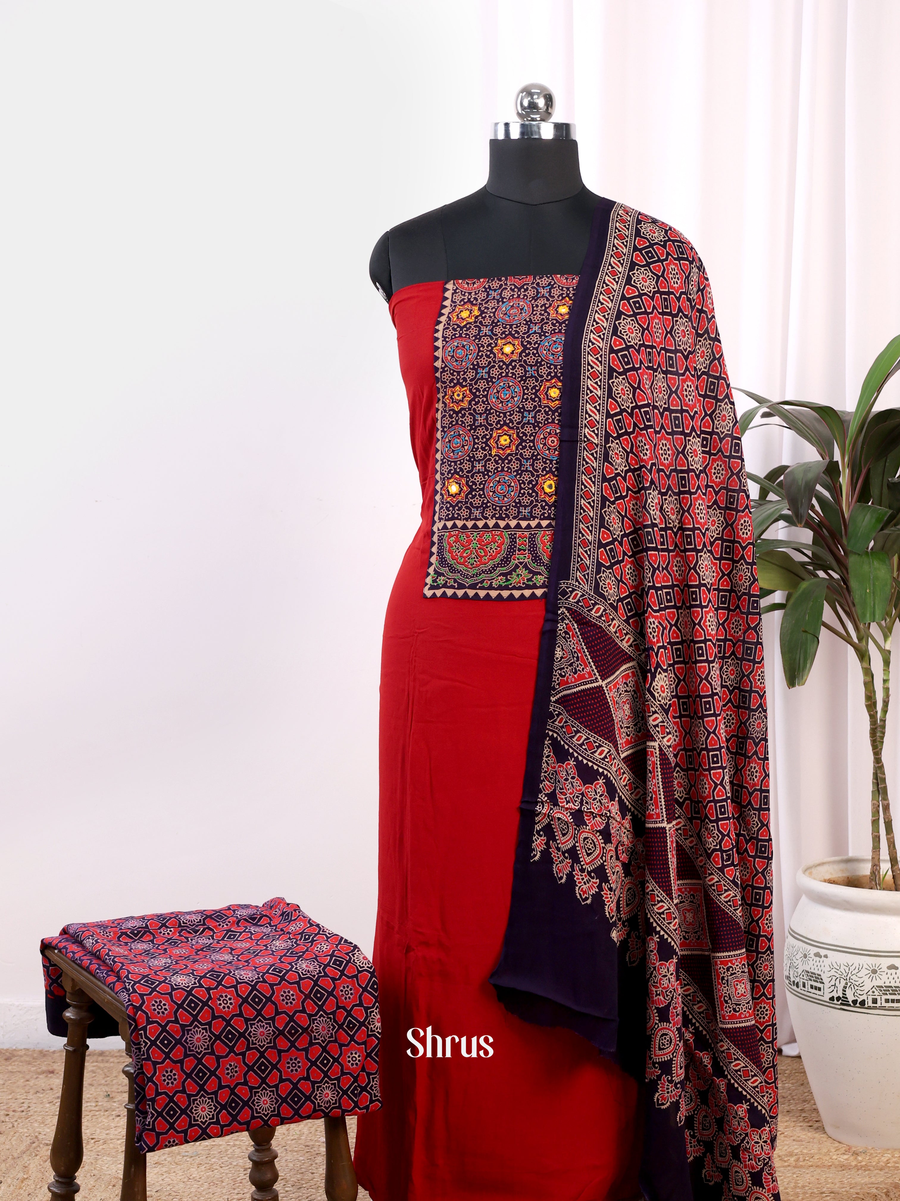 Red & Black - Ajrakh Salwar - Shop on Shrus.com