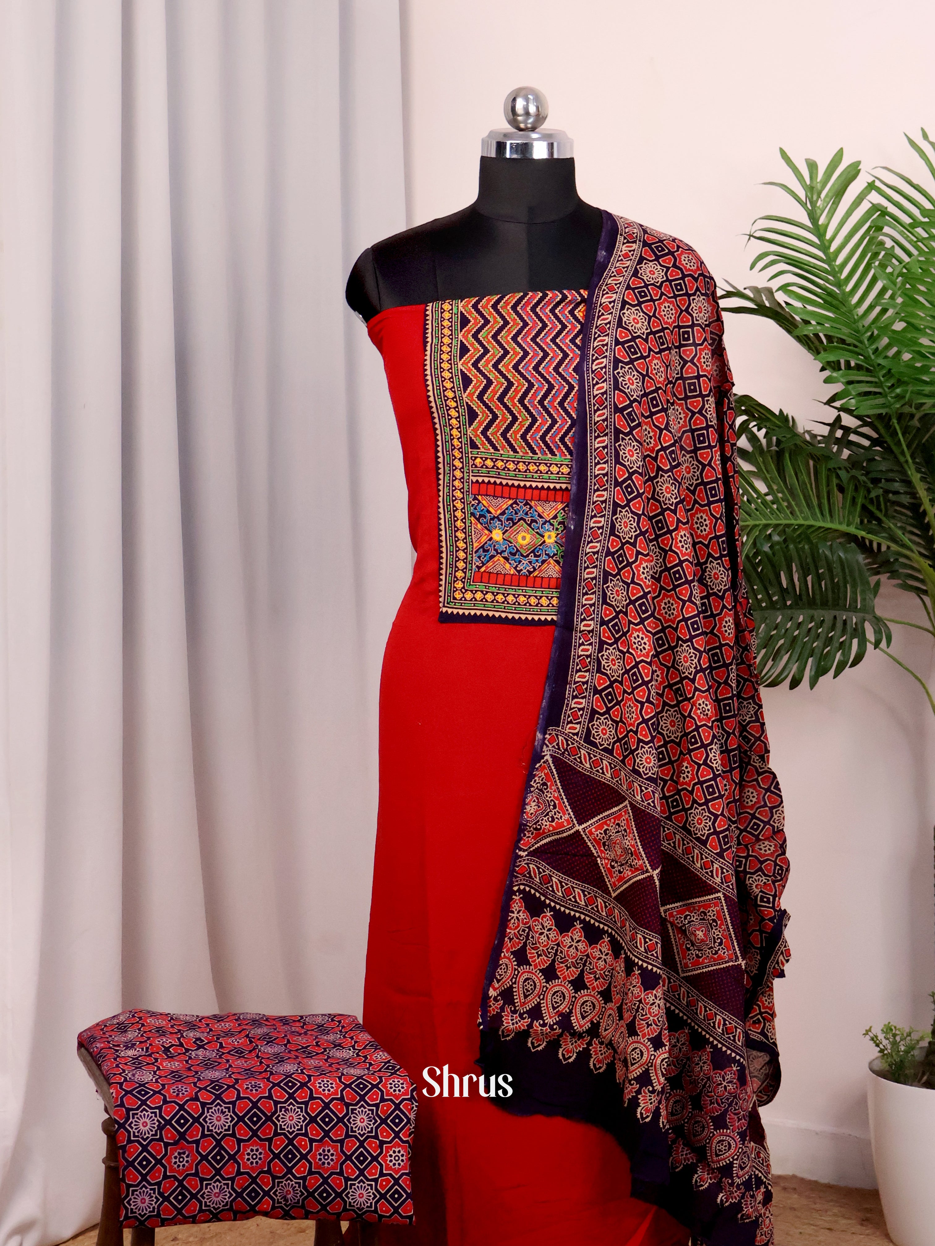 Red & Black - Ajrakh Salwar - Shop on Shrus.com