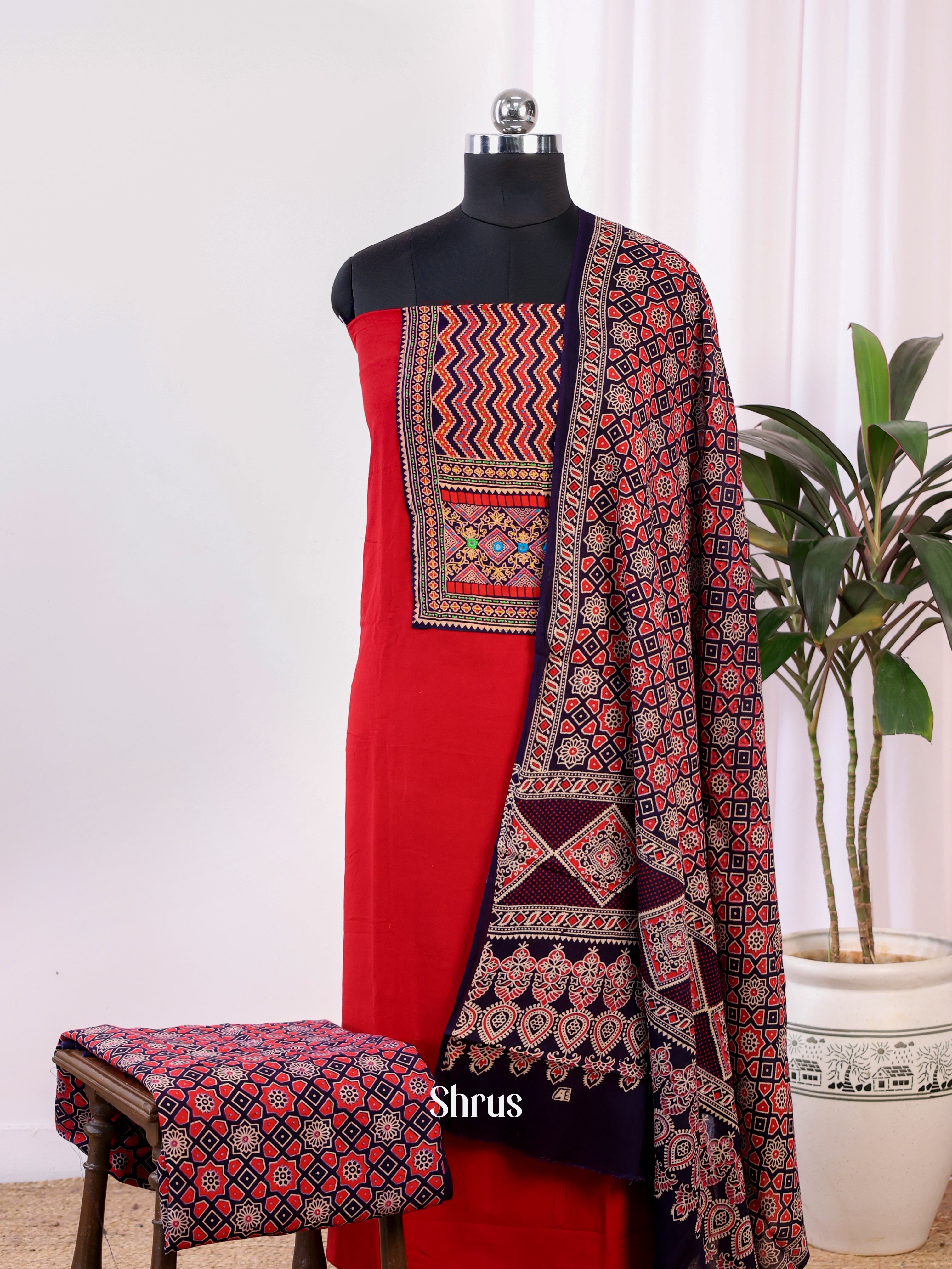 Red & Black - Ajrakh Salwar - Shop on Shrus.com
