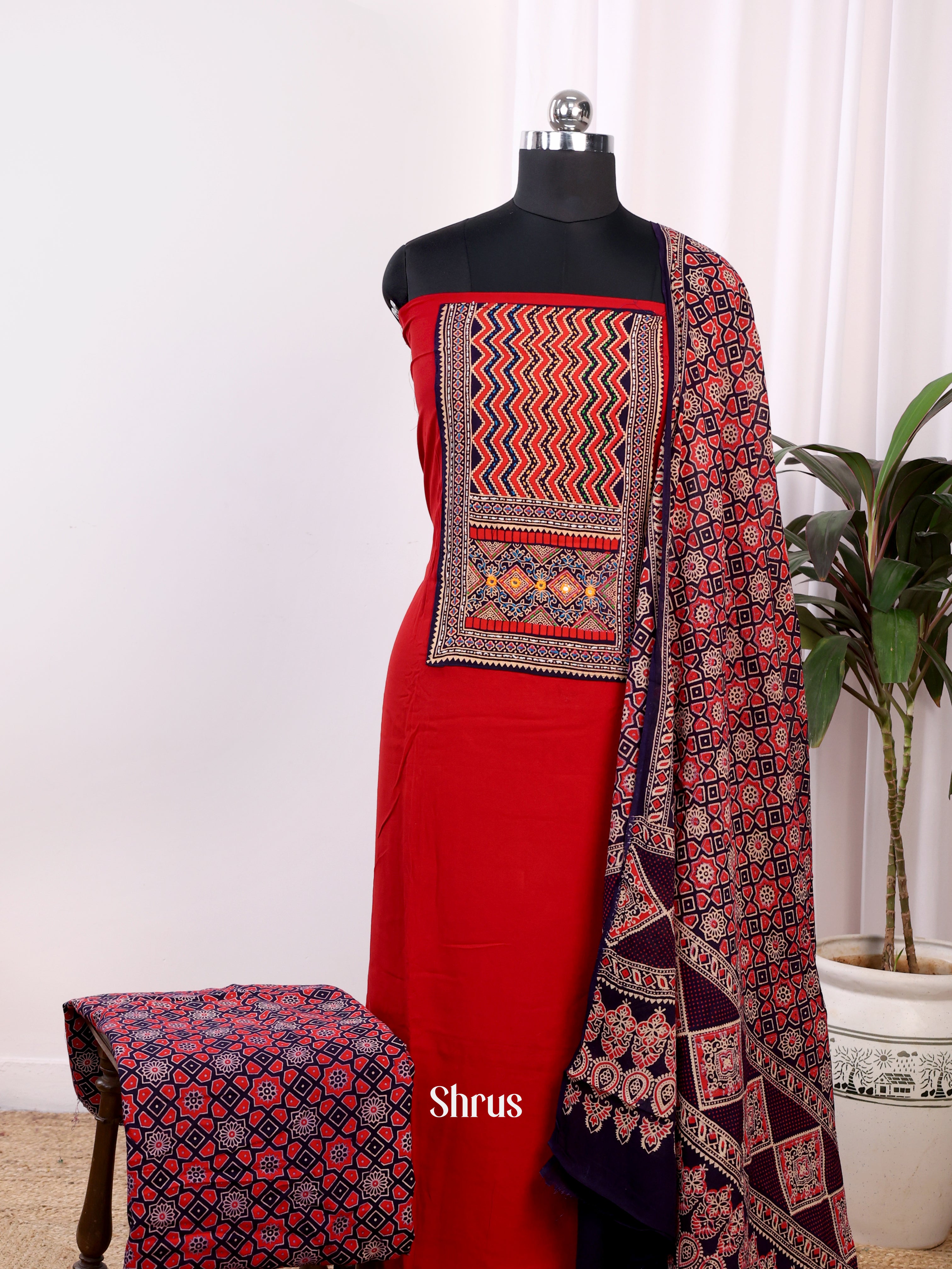 Red & Black - Ajrakh Salwar - Shop on Shrus.com