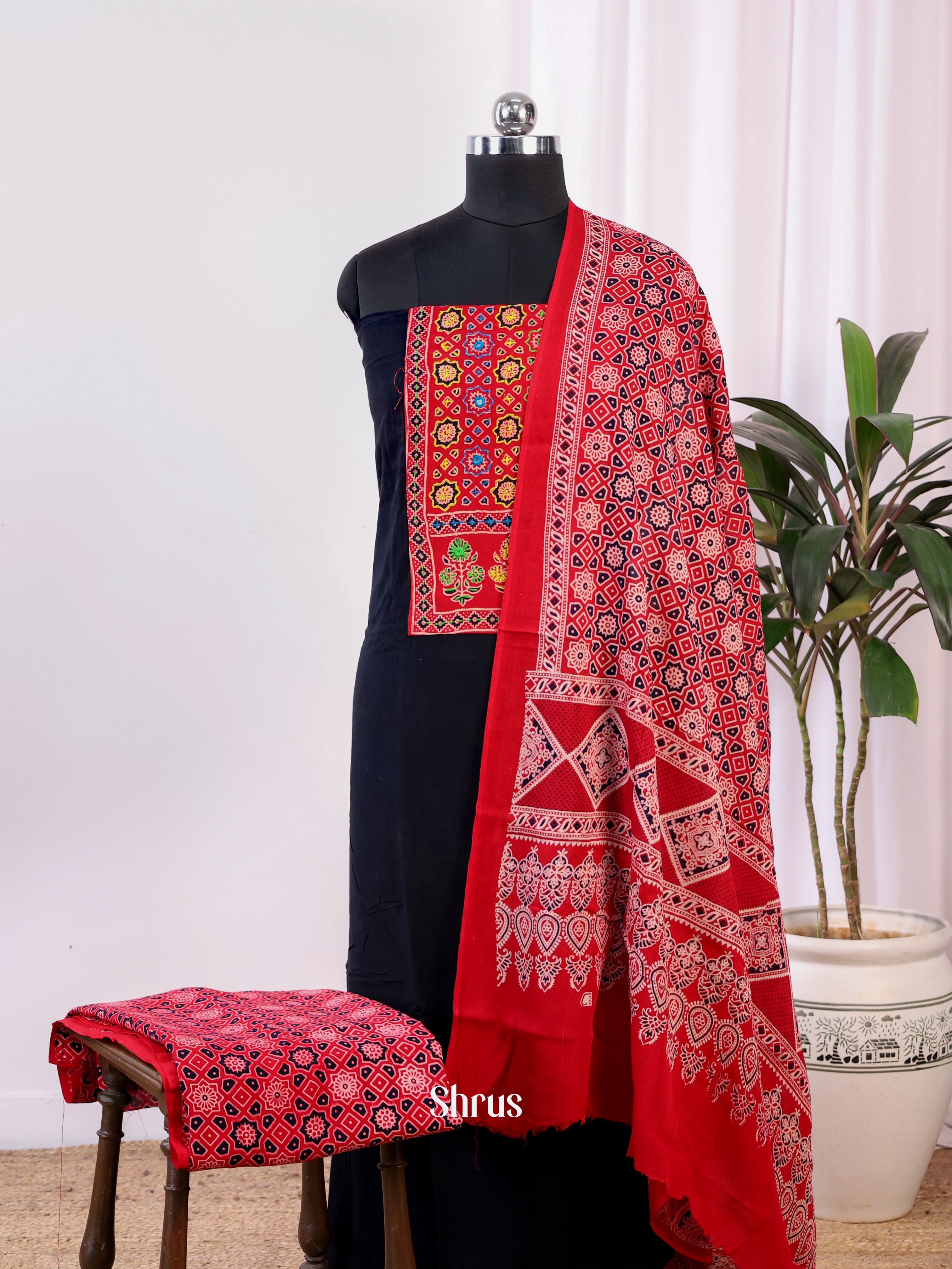 Black & Red - Ajrakh Salwar - Shop on Shrus.com