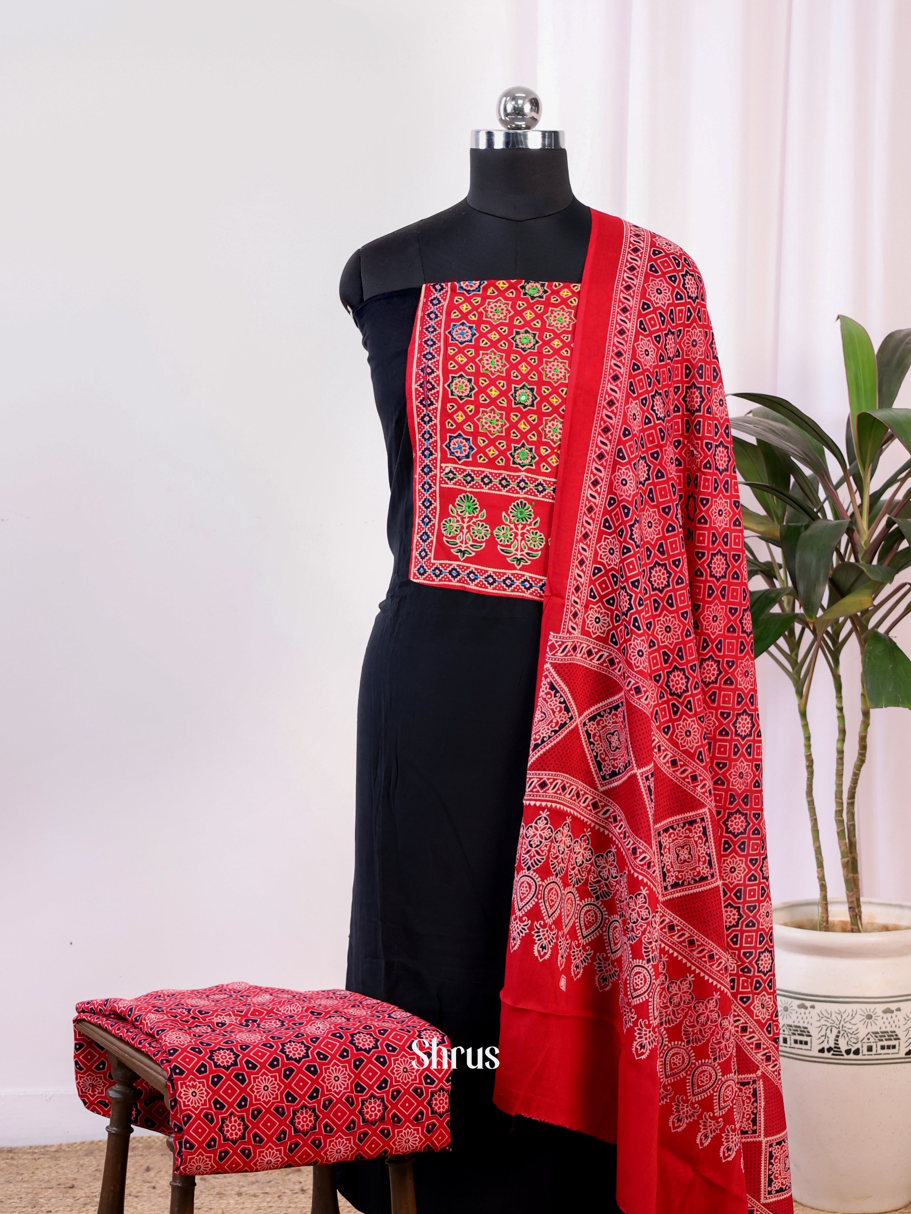Black & Red - Ajrakh Salwar - Shop on Shrus.com
