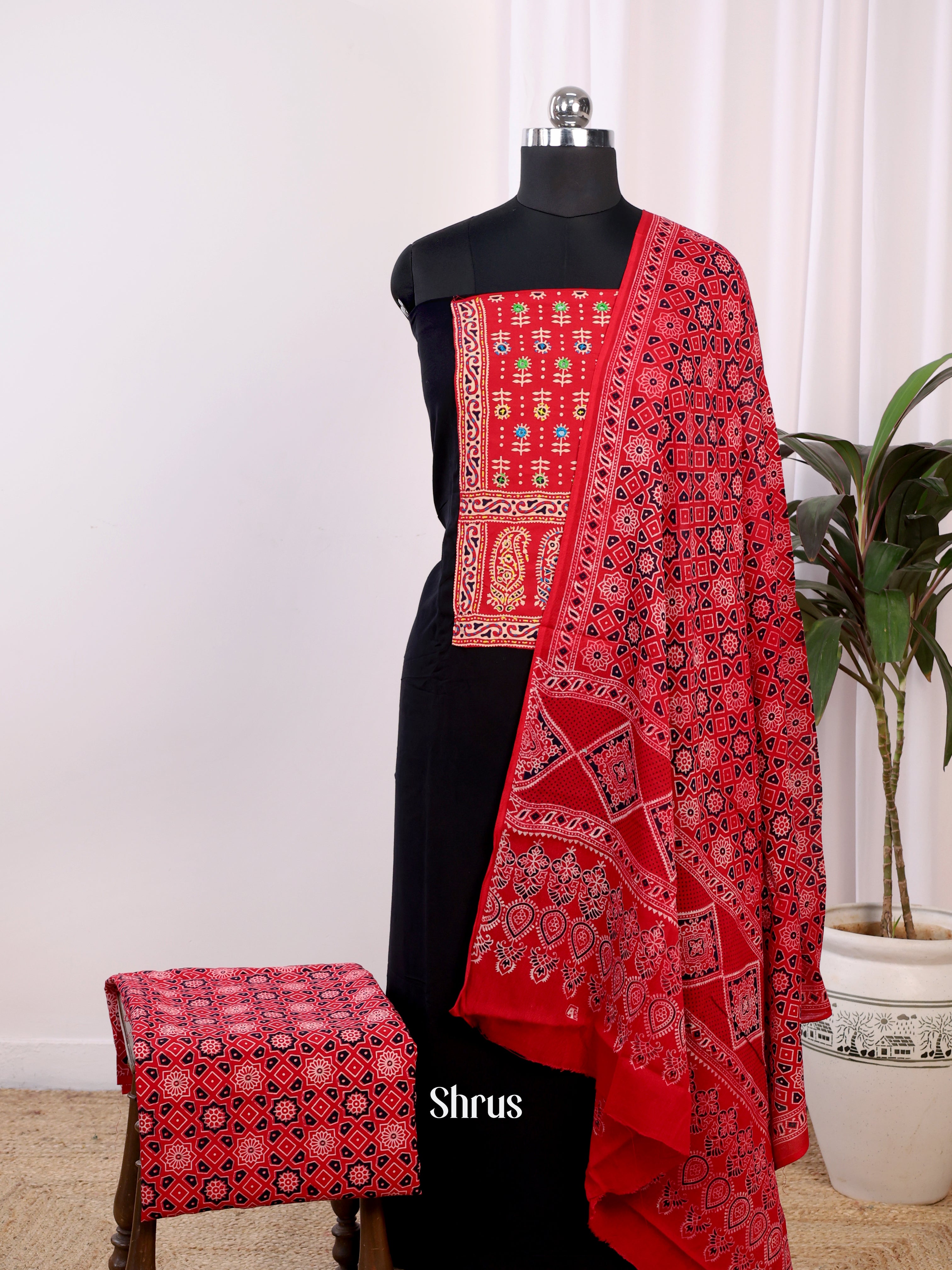 Black & Red - Ajrakh Salwar - Shop on Shrus.com