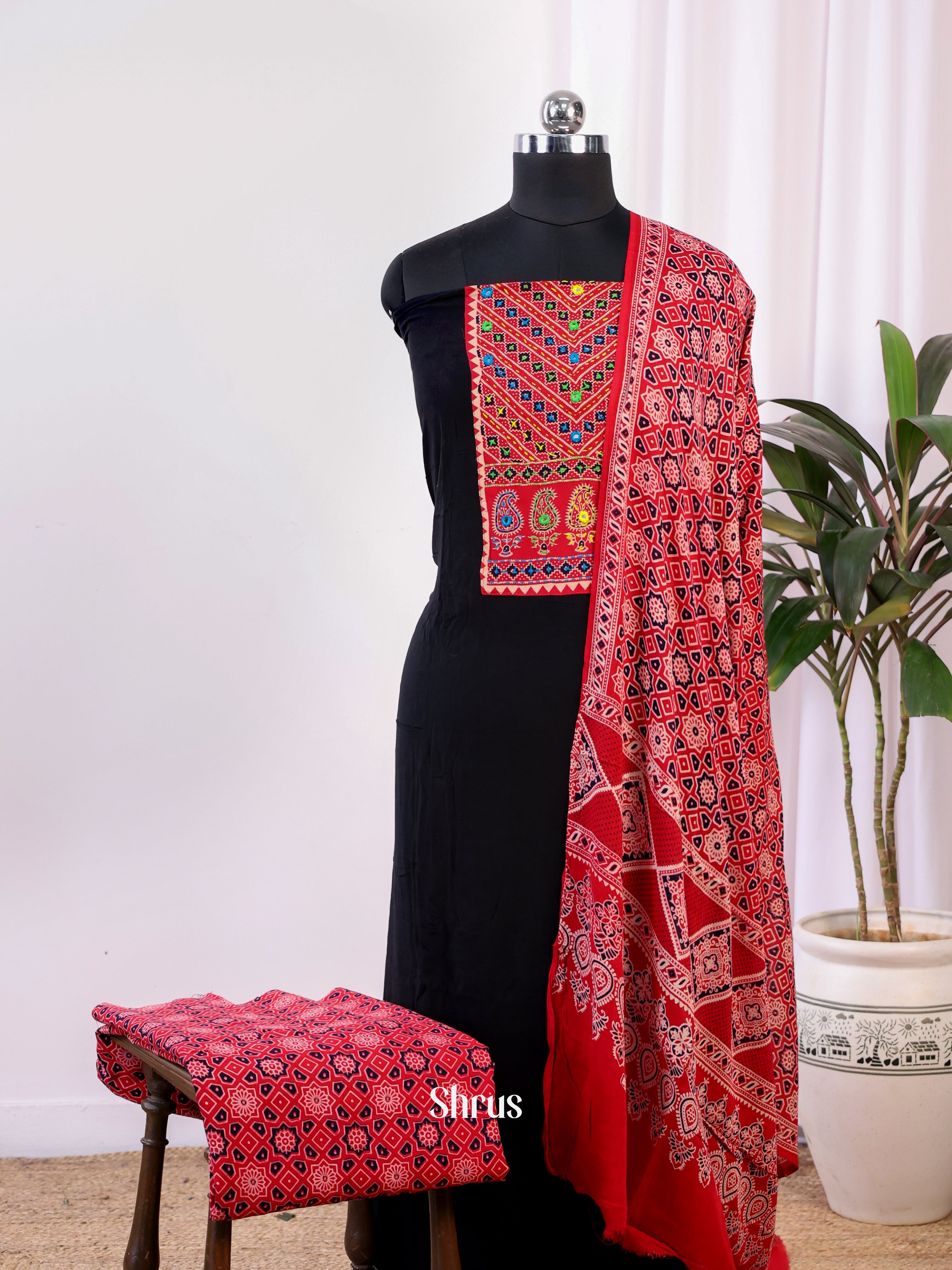 Black & Red - Ajrakh Salwar - Shop on Shrus.com