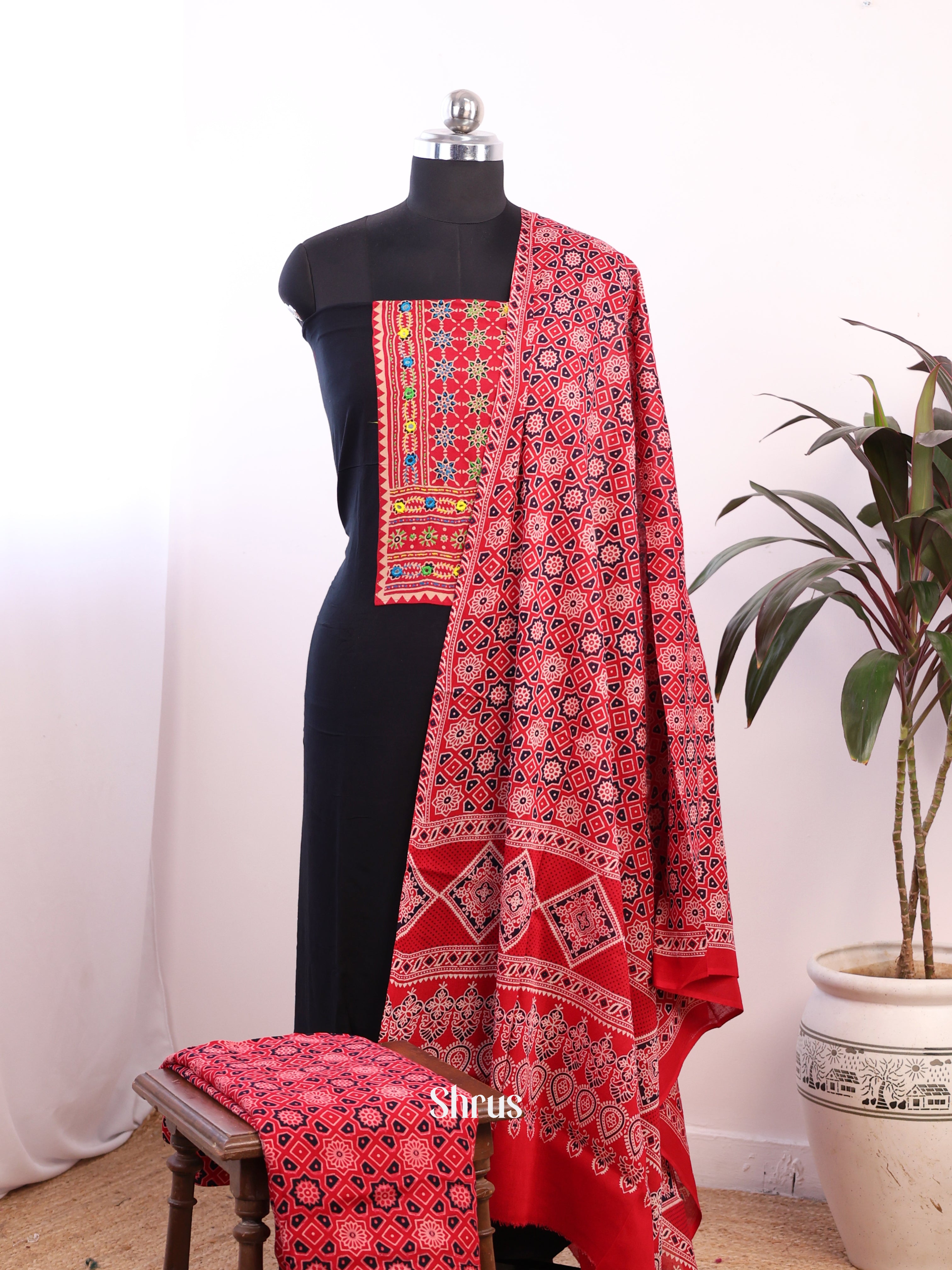 Black & Red- Ajrakh Salwar - Shop on Shrus.com