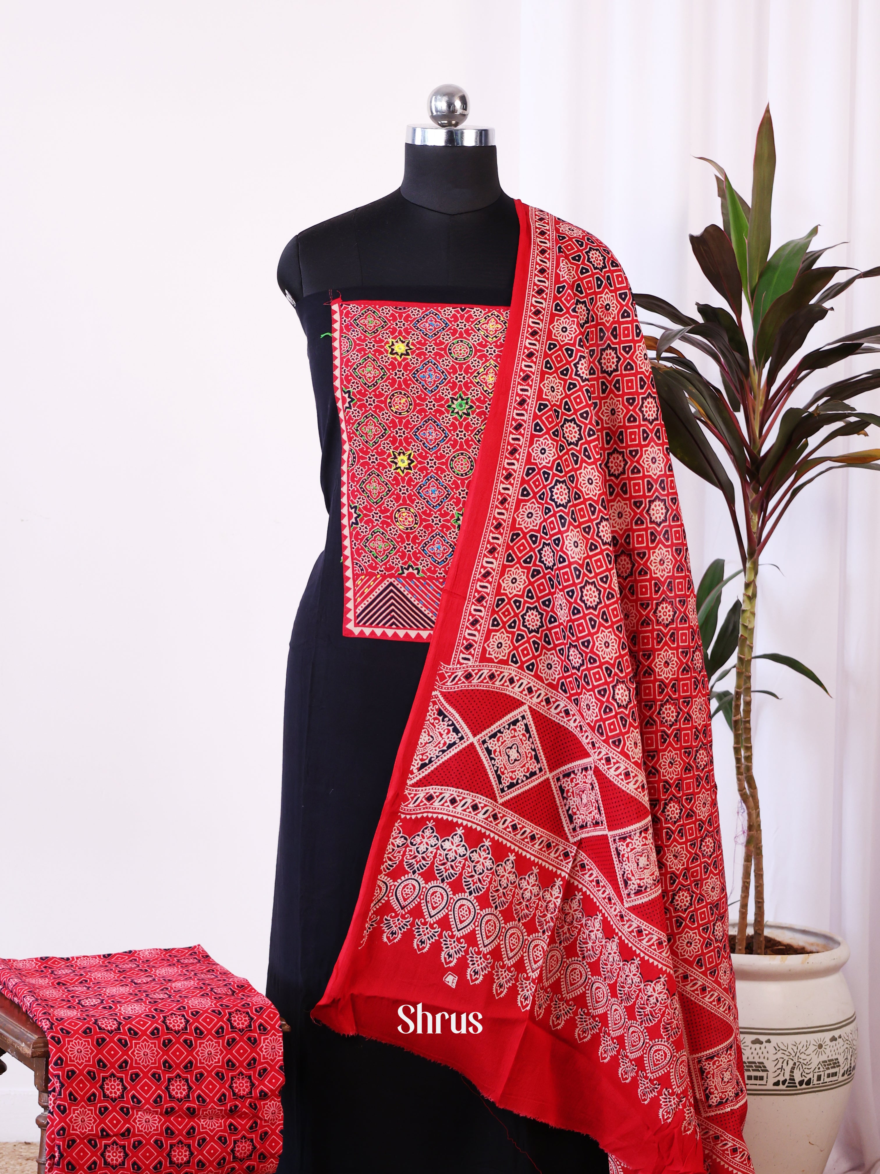 Black & Red- Ajrakh Salwar - Shop on Shrus.com